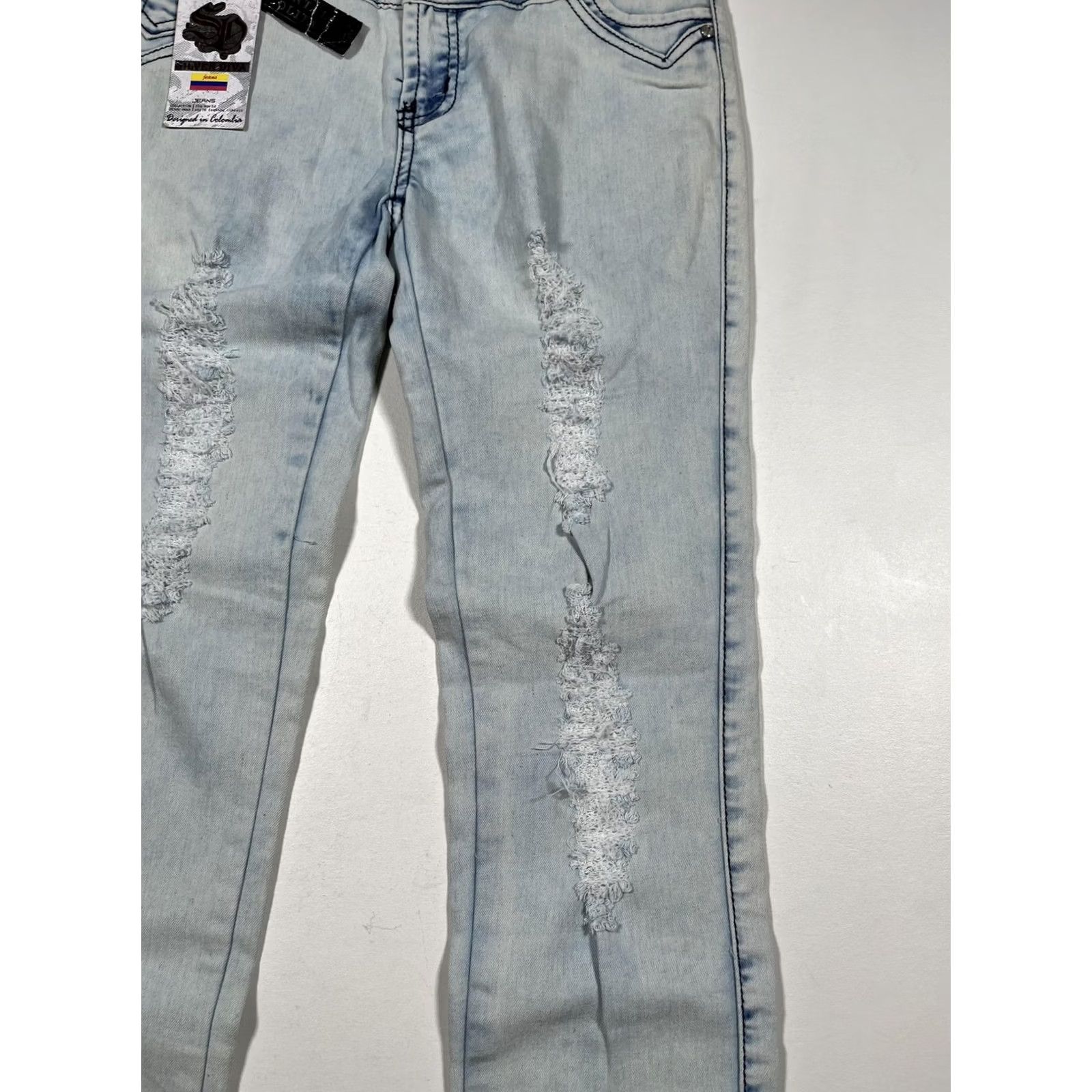 Vintage Silver Diva Jeans Womens 7 Skinny Light Wash Distressed Push Up High Rise Size 28" / US 6 / IT 42 - 5 Thumbnail
