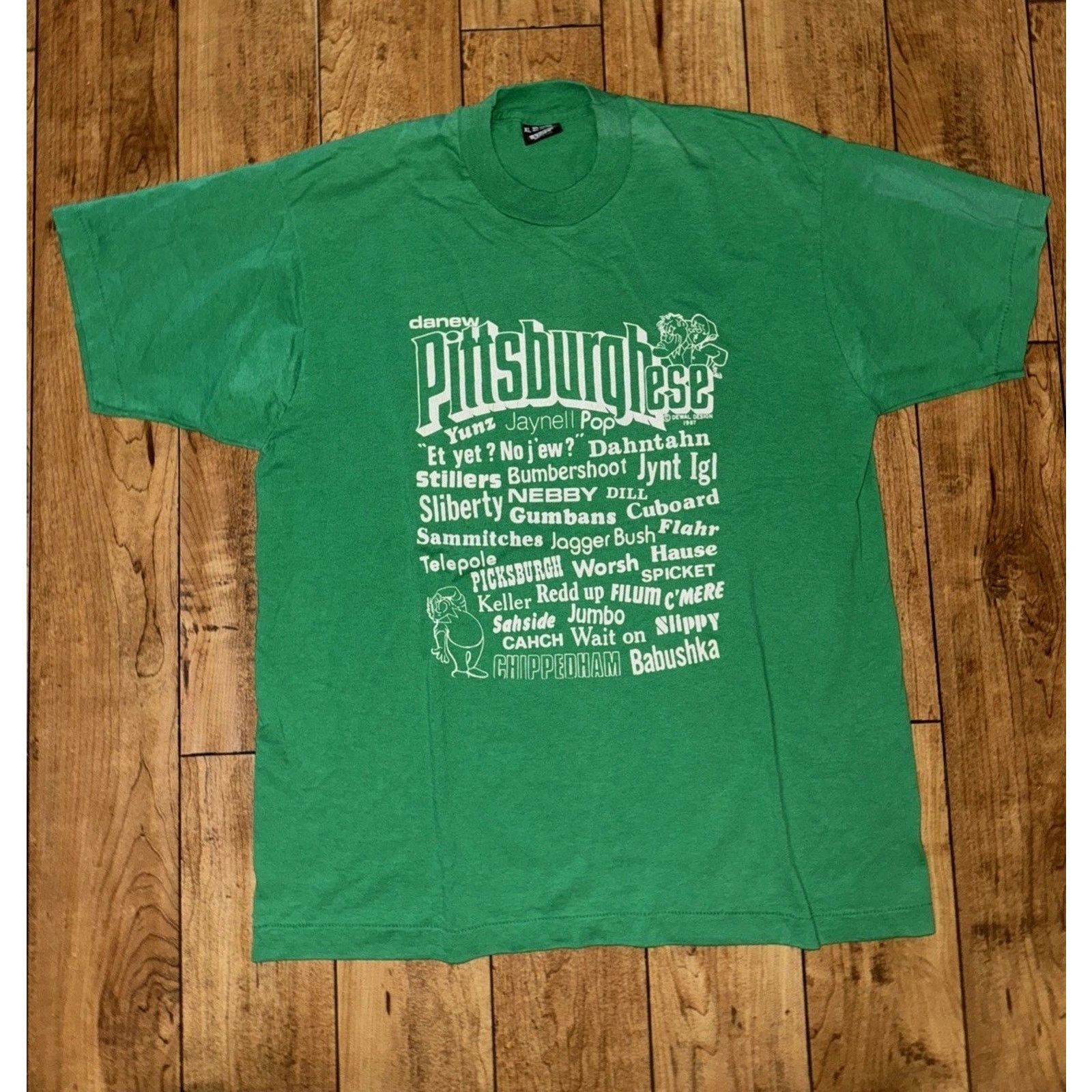 Vintage Screen Stars T-Shirt Green XL 21x28 Pittsburgh Tee Single Size US XL / EU 56 / 4 - 1 Thumbnail