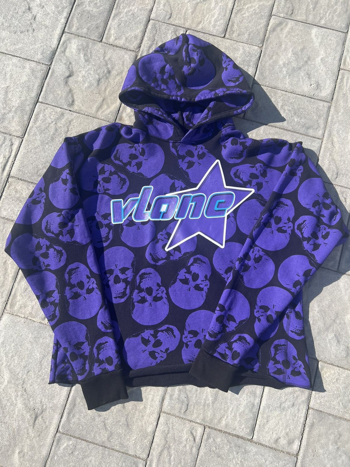 Pre-owned Vlone Crypt Skull Pile Pullover Hoodie In Purple