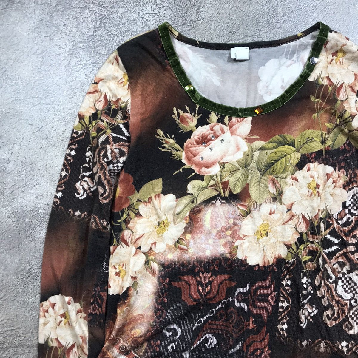 Vintage Vintage 90s Y2K All Over Print Floral Longsleeve Streetwear Size L / US 10 / IT 46 - 3 Thumbnail