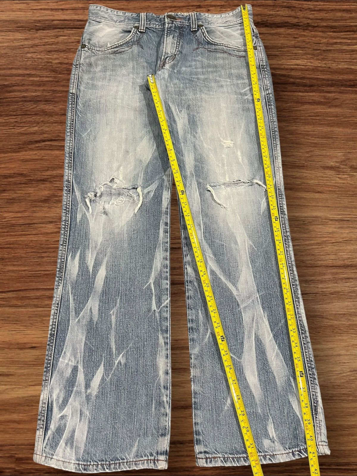 Edwin Vintage Japanese Brand Edwin Blue Way Distressed Loose Jeans Size US 32 / EU 48 - 12 Thumbnail