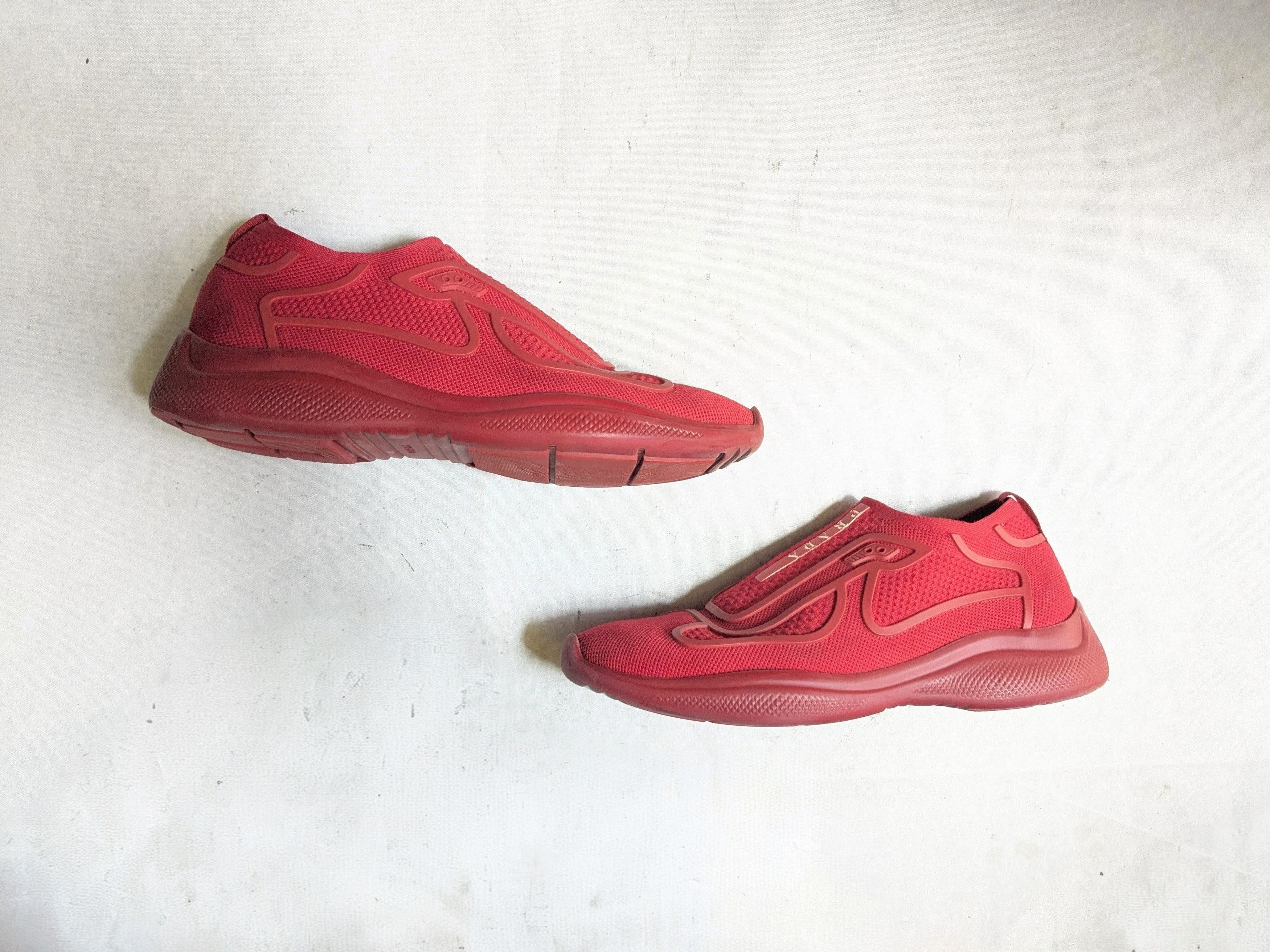 Prada Prada America's Cup Sneakers Red 9 Knit Low Tops Size US 9 / EU 42 - 1 Thumbnail