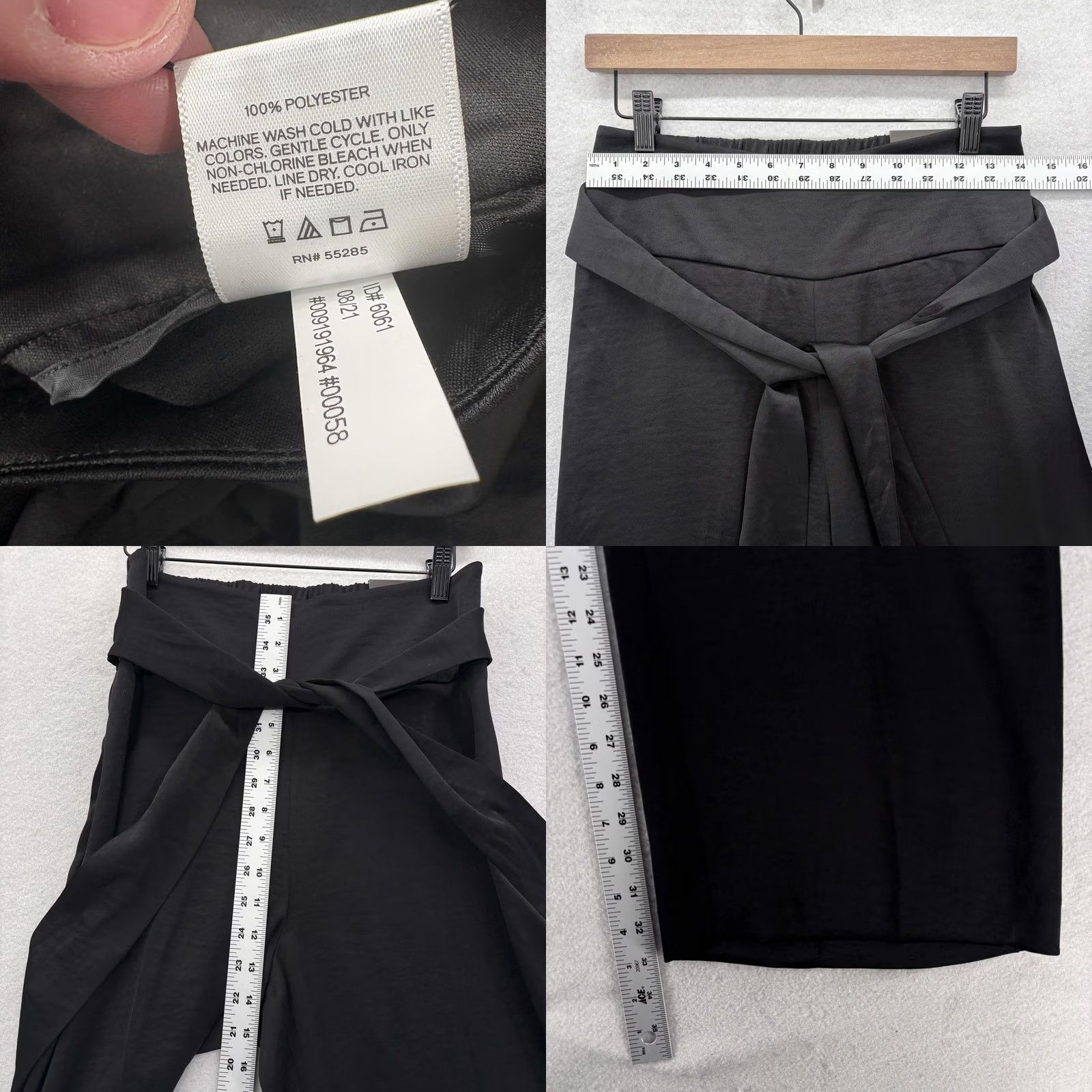 Express Express Pants Womens Small Black Satin Career Wide-Leg Belted, Pull On, 33in Inseam, 28in Waist, Vintage No, Dress Pants, Satin, Solid, XS? Size 28" / US 6 / IT 42 - 8 Thumbnail