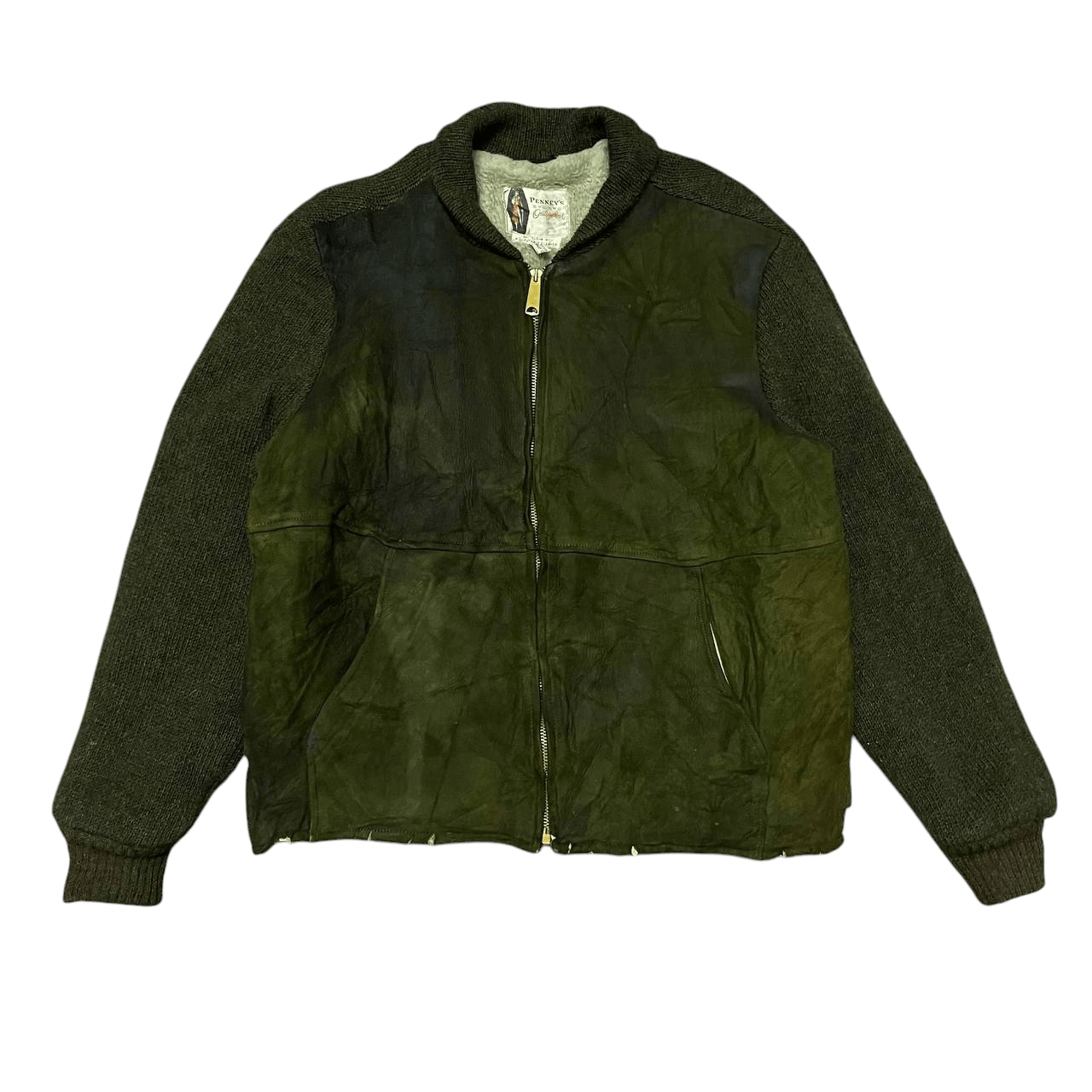 JCPenney Vintage 50's Penney's Sports Leather Knit Jacket Size US M / EU 48-50 / 2 - 1 Thumbnail