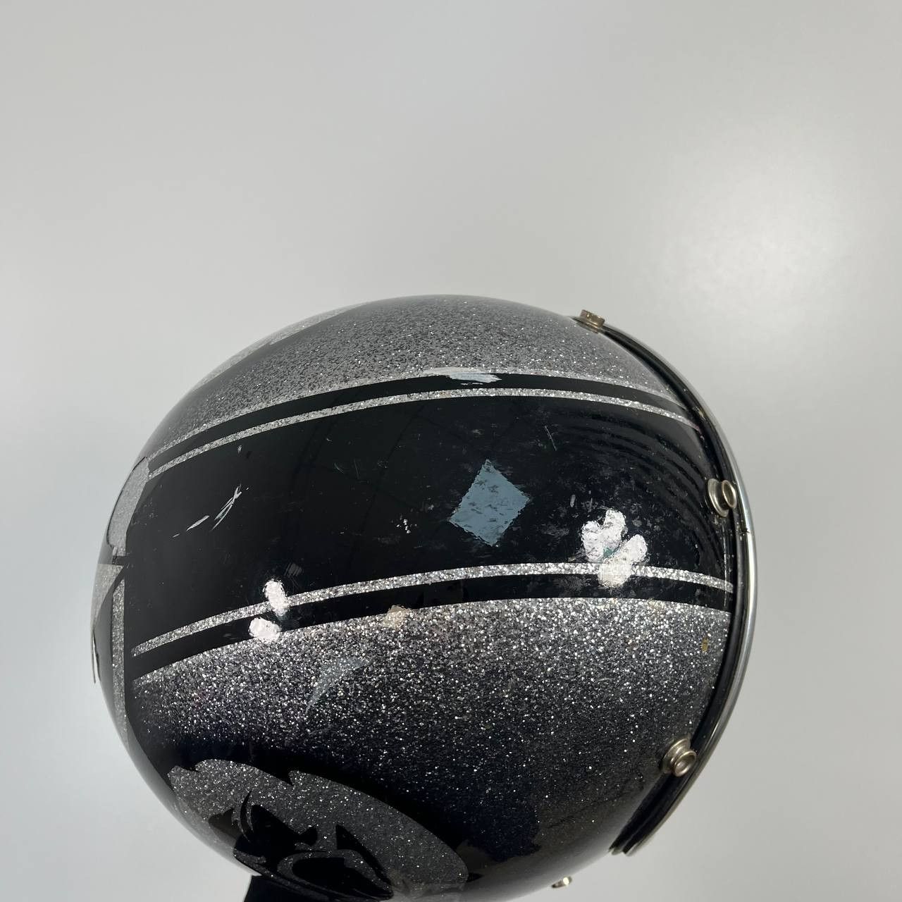 Other Superflakes Black Glitter Open Face Helmet Skull Star Size L Size ONE SIZE - 2 Thumbnail