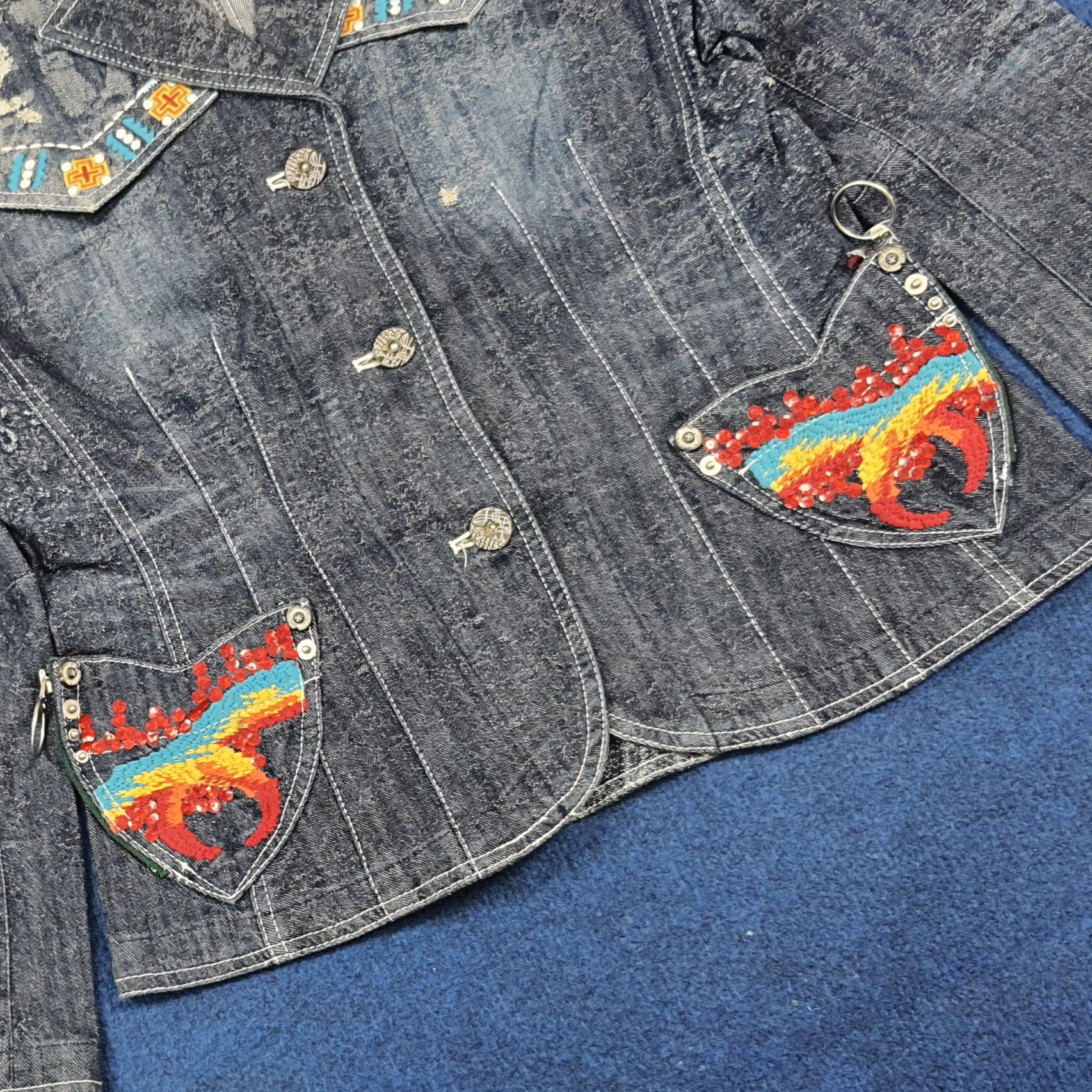 Japanese Brand Vintage Japan GKITALIYA Denim Jacket Boho C296N9 Size XS / US 0-2 / IT 36-38 - 3 Thumbnail