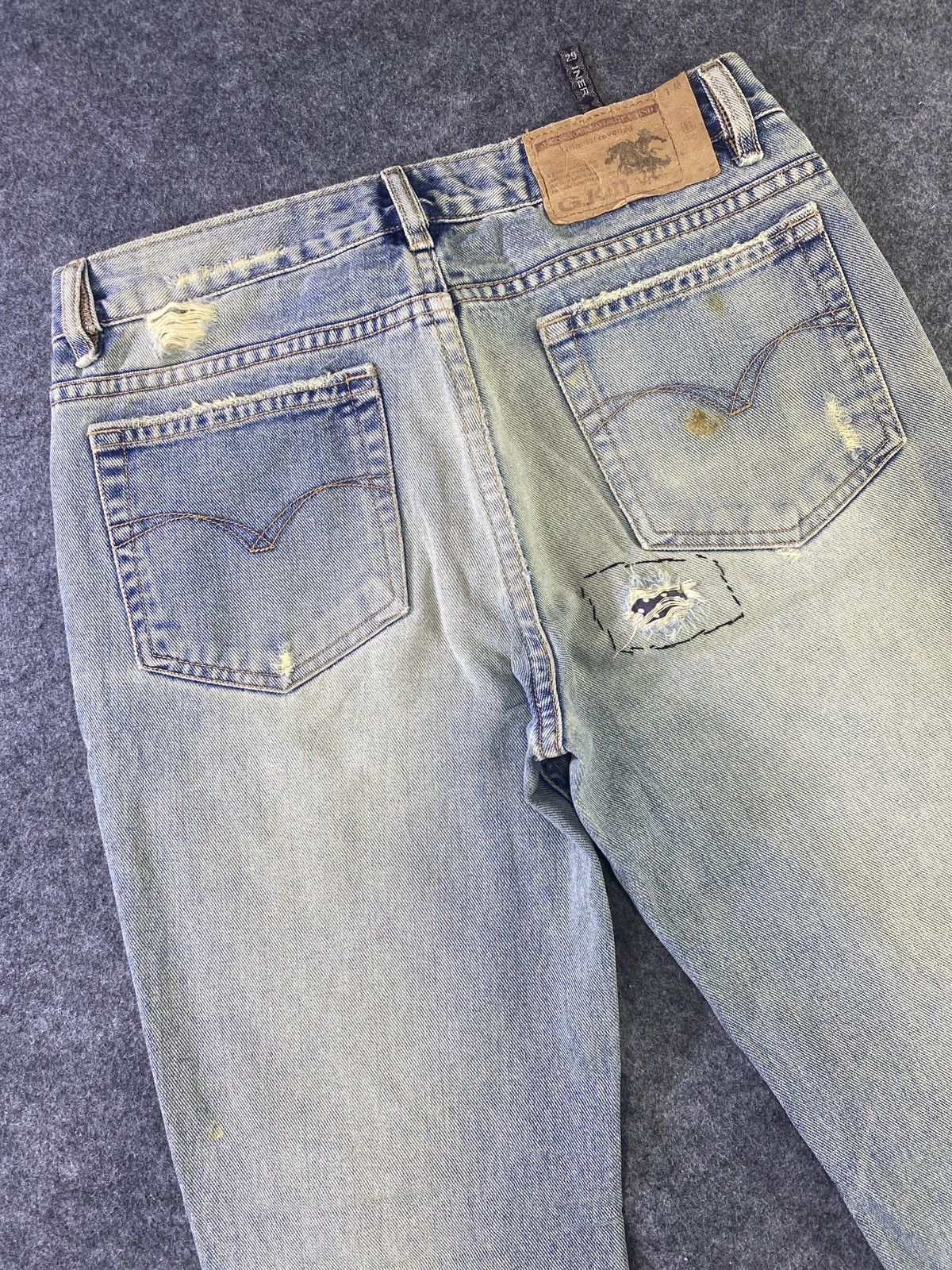 Japanese Brand × Jean G Jon Distressed Blue Wash Flare Denim - J945 Size 30" / US 8 / IT 44 - 14 Thumbnail