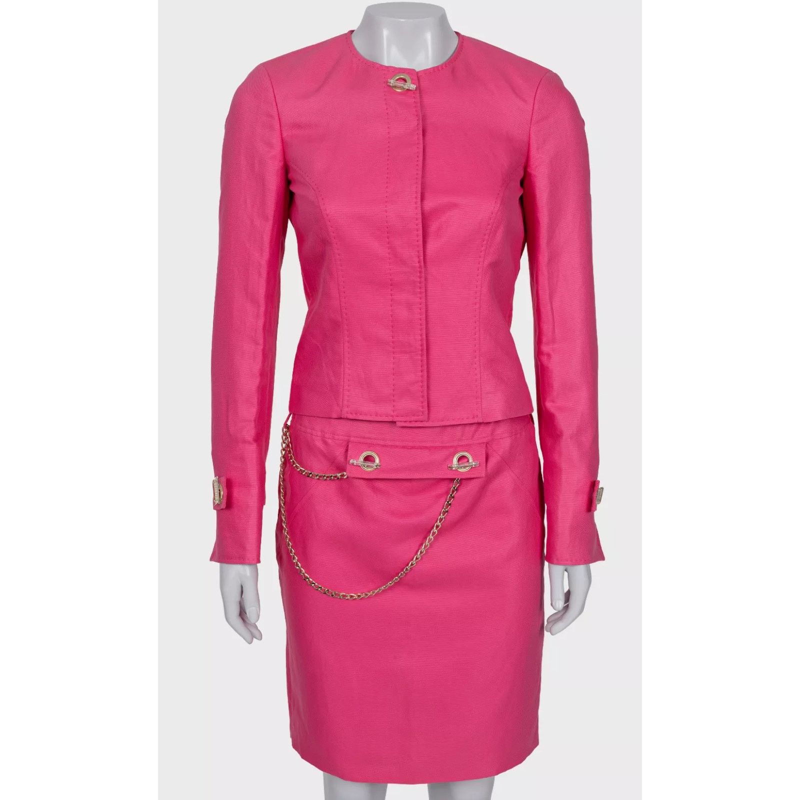 Versace Versace Pink Cotton Skirt Suit - Size S Size S / US 4 / IT 40 - 1 Thumbnail