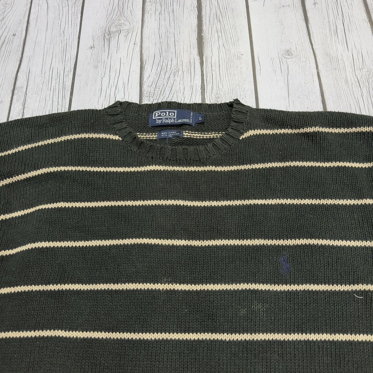 Polo Ralph Lauren × Vintage Vintage Polo linen sweater Size US L / EU 52-54 / 3 - 3 Thumbnail