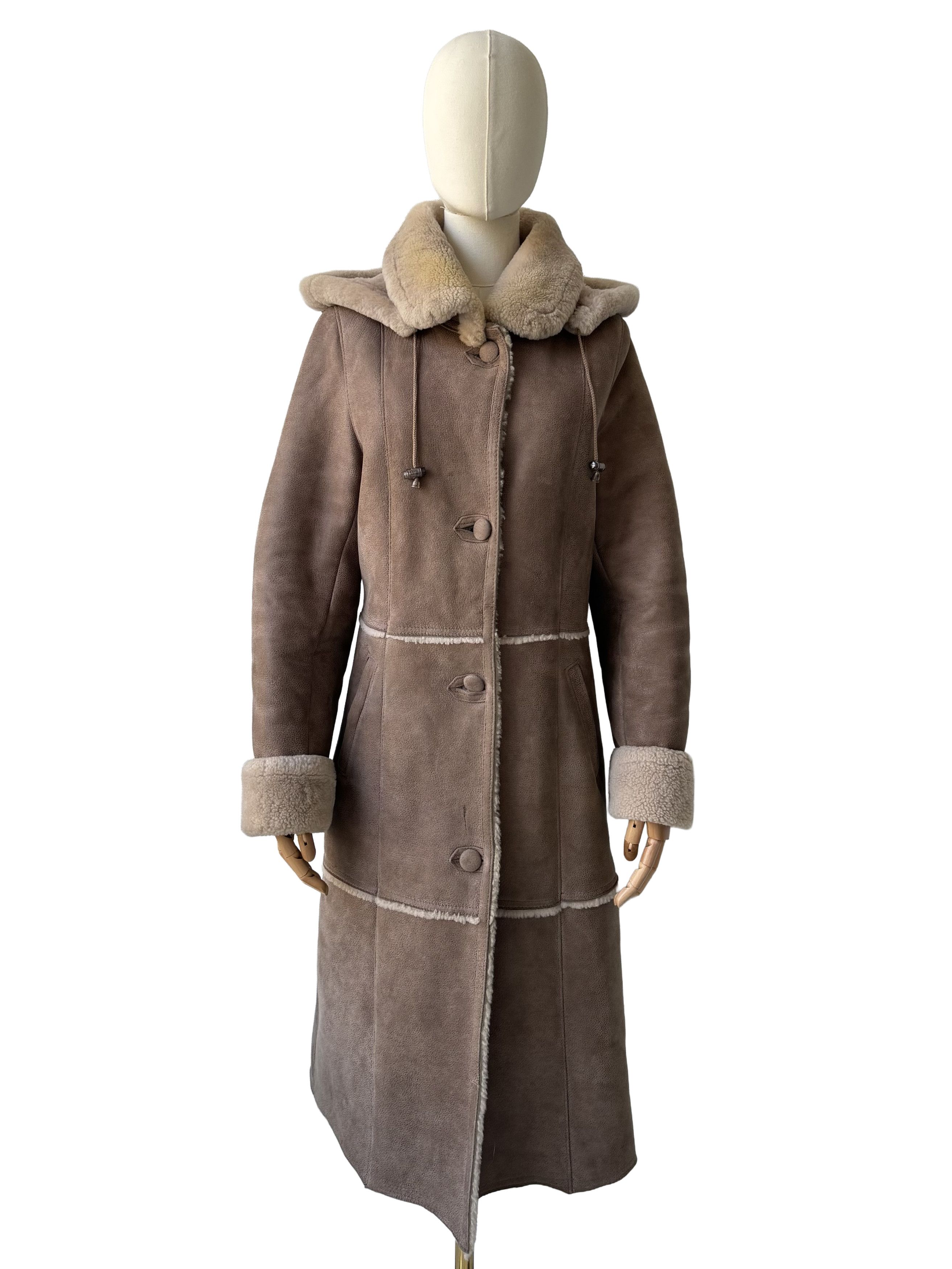 Vintage Vintage Sheepskin Shearling Coat Hooded Long Winter Jacket Size M / US 6-8 / IT 42-44 - 2 Thumbnail