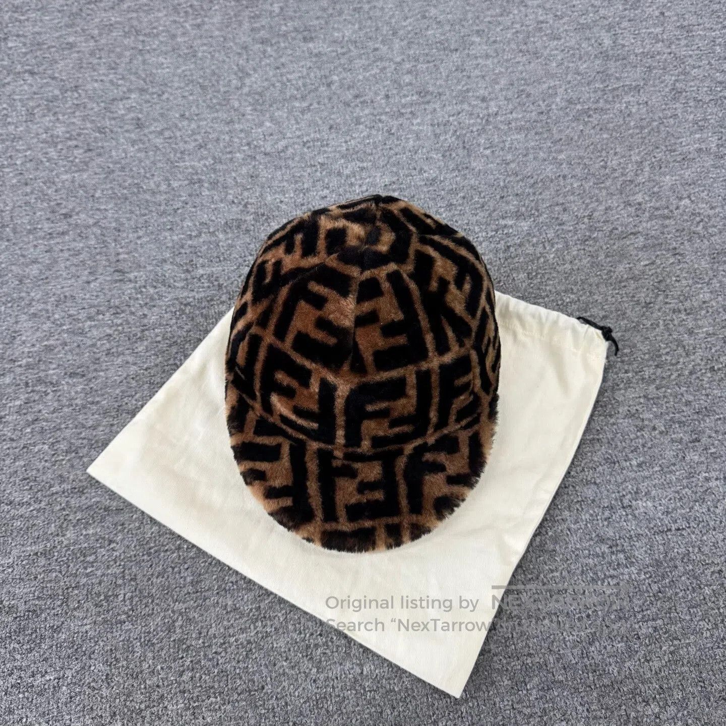 Fendi FENDI Brown-black double-F aged plush fur Newsboy's hat| Size ONE SIZE - 2 Thumbnail
