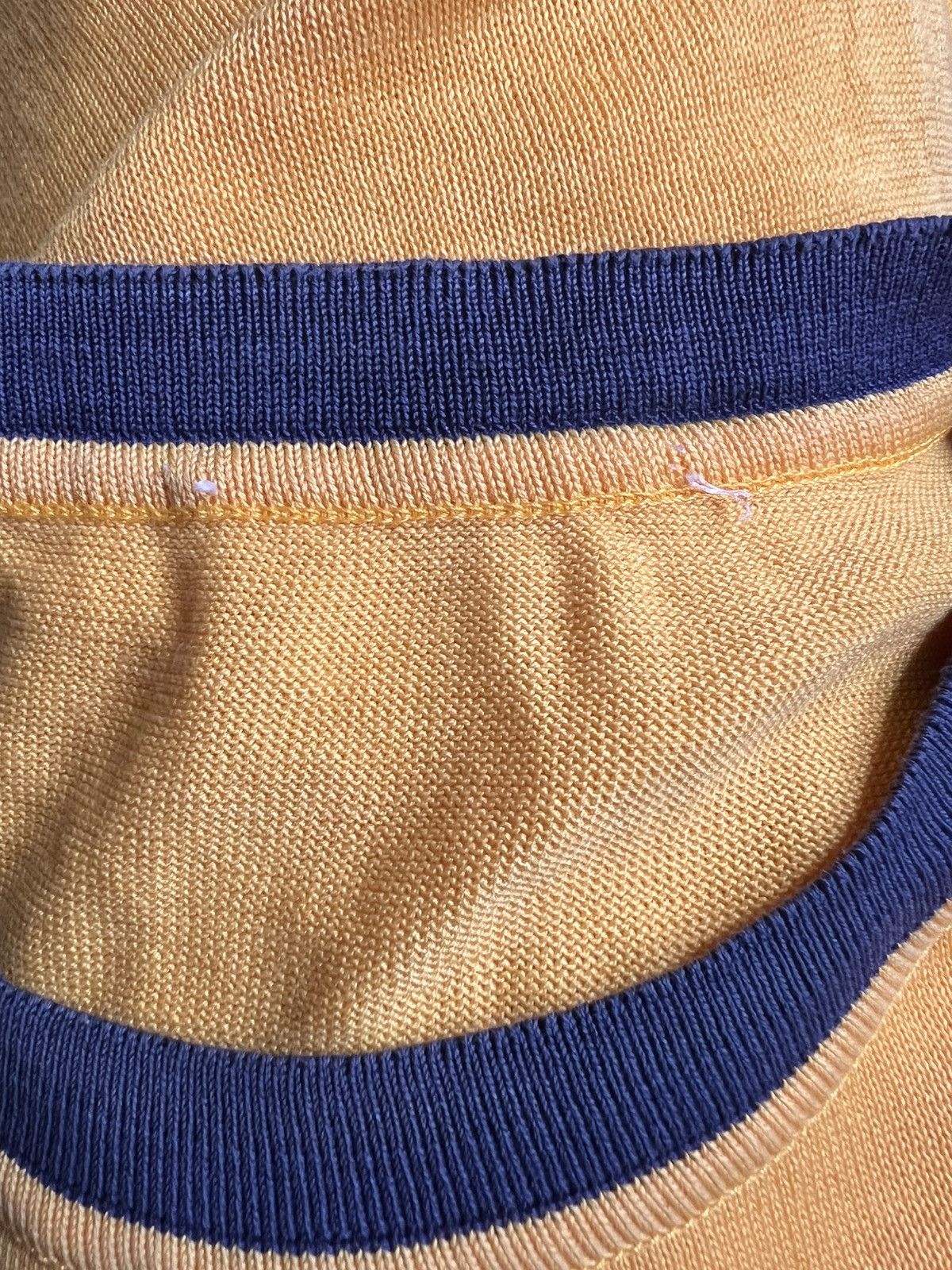 Yves Saint Laurent Vintage YSL Yellow Blue Trim Long Sleeve Knit Sweater Size US M / EU 48-50 / 2 - 9 Thumbnail