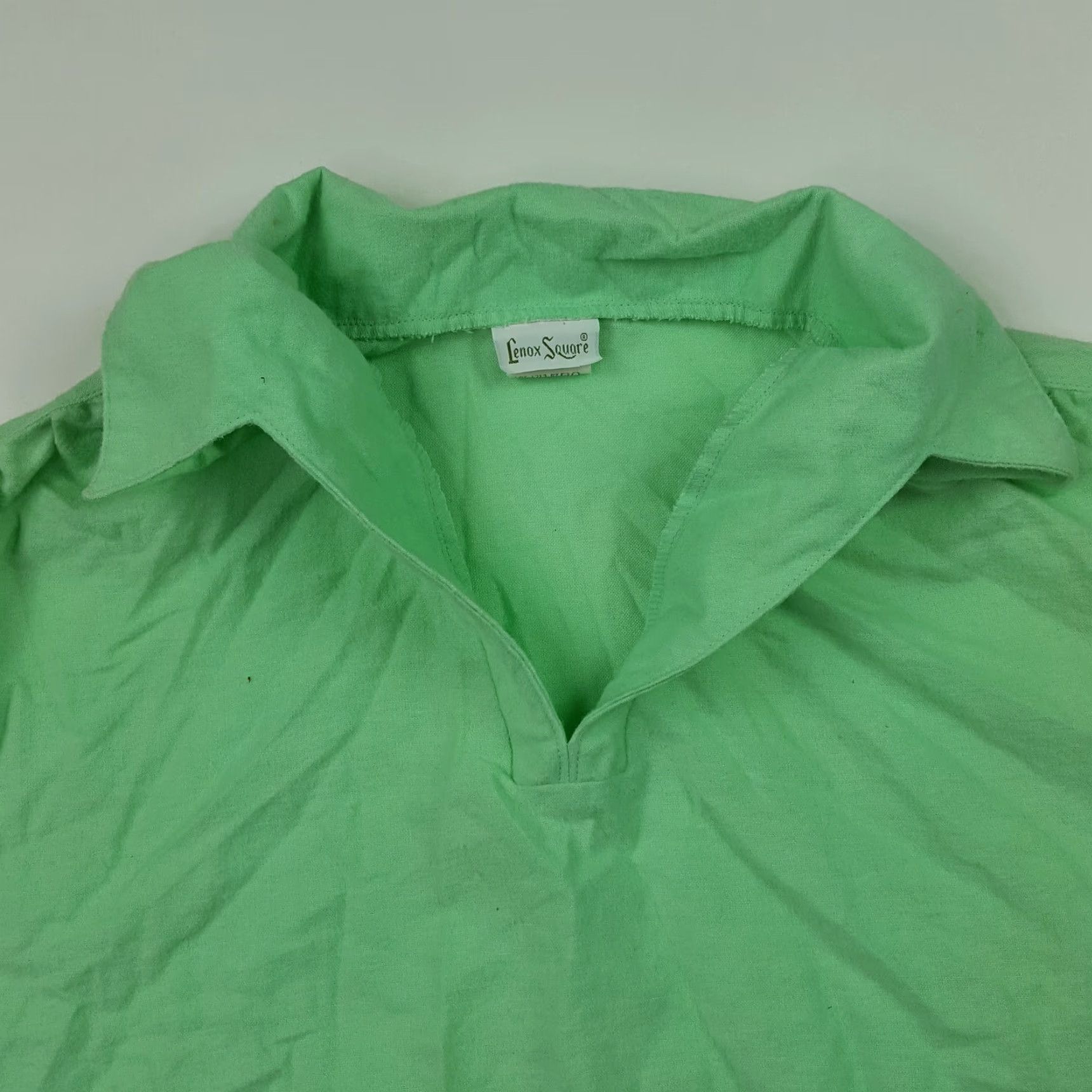 Vintage VINTAGE Mint Green Fleece Polo Shirt Men's Size Large Long Sleeve Collared Retro Polo Shirt Size US L / EU 52-54 / 3 - 3 Thumbnail