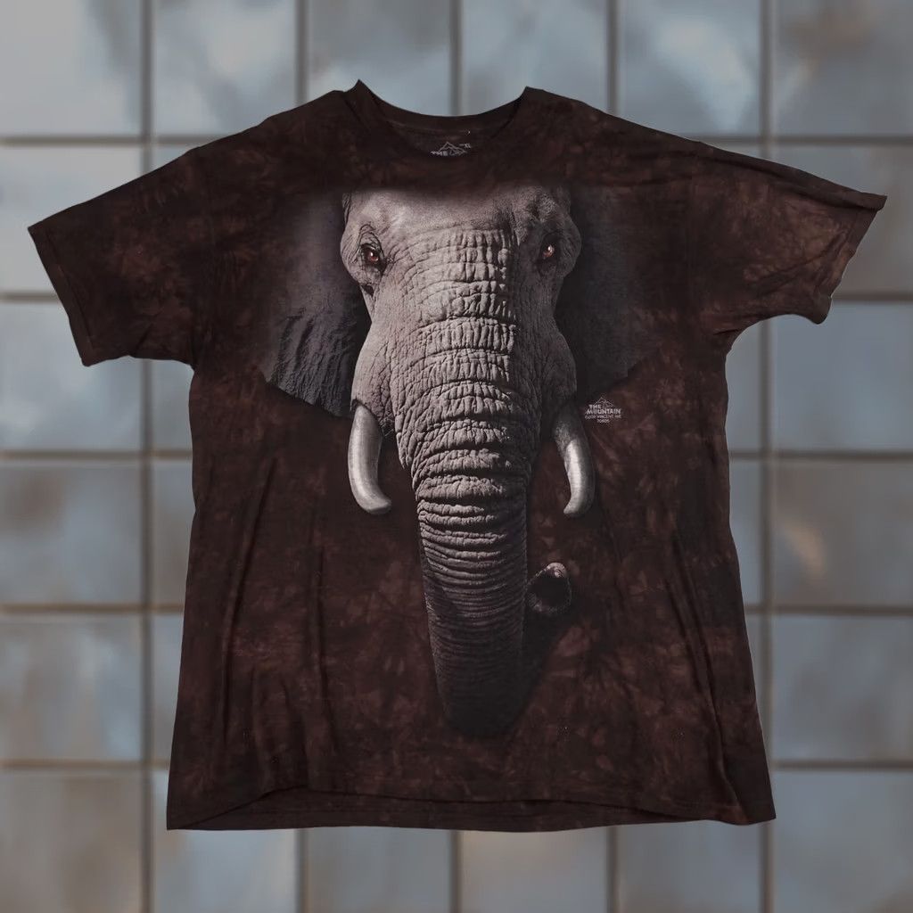 The Mountain The Mountain Mens XL Brown Big Face Elephant Graphic Tee Tie Dye Animal Shirt Size US XL / EU 56 / 4 - 1 Thumbnail