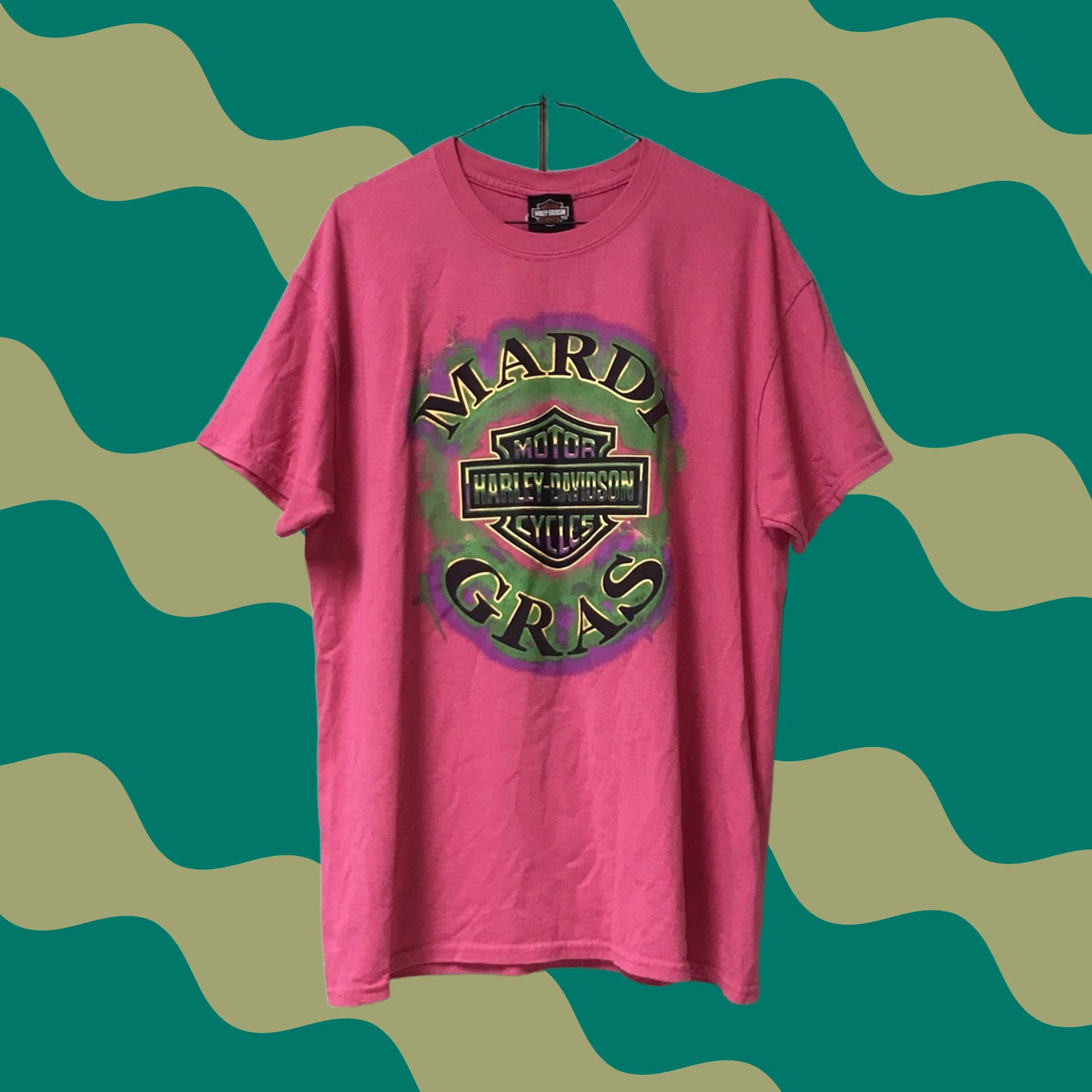 Harley Davidson VINTAGE Harley-Davidson Women T-Shirt Short Sleeve Crew Neck Pink Mardi Gras Skull New Orleans L Size L / US 10 / IT 46 - 1 Thumbnail