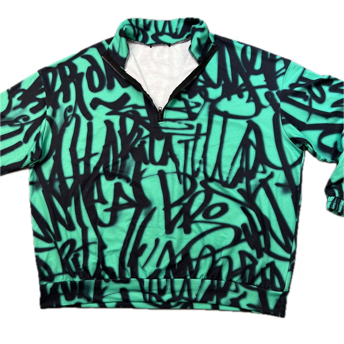 Designer Y2K Quarter Zip Graffiti Pullover Sweatshirt Size US XL / EU 56 / 4 - 3 Thumbnail