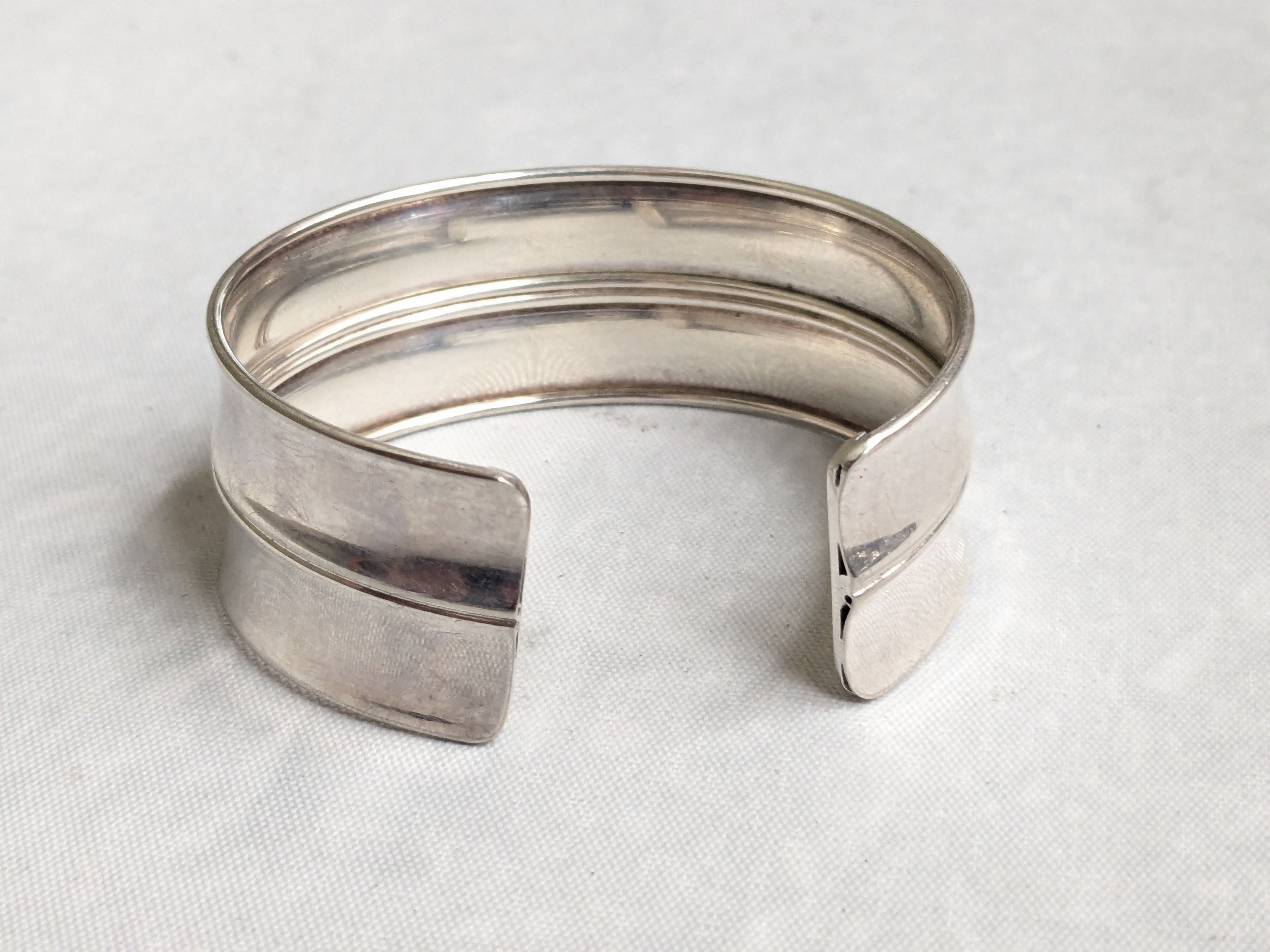 Jewelry Vintage Sterling Silver Cuff Bracelet 6" Italy Size ONE SIZE - 8 Thumbnail