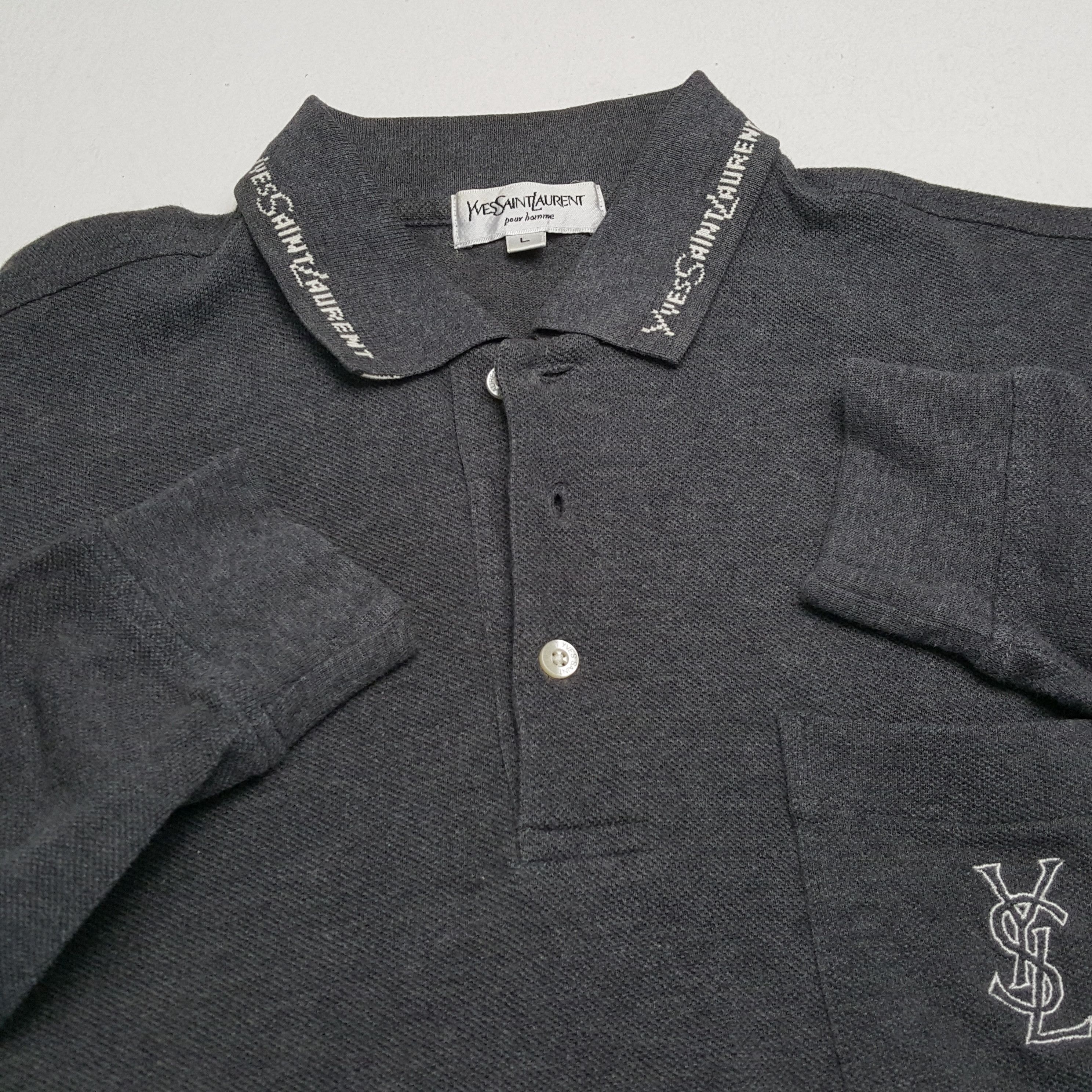 Vintage × Yves Saint Laurent YVES SAINT LAURENT Long Sleeve Polos YSL Logo Design Size US L / EU 52-54 / 3 - 8 Thumbnail