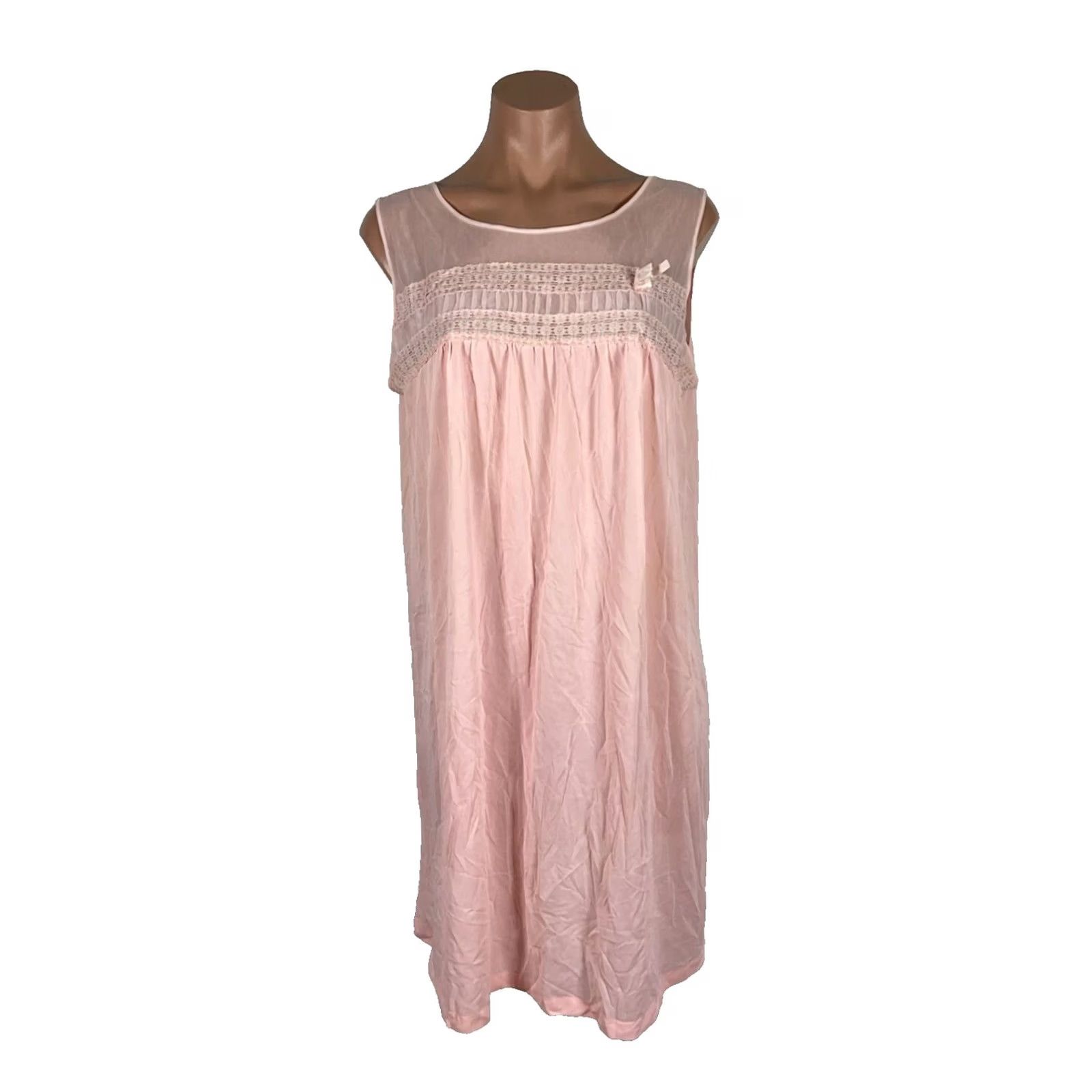 Vintage VINTAGE LORRAINE M Pink Vtg 70s ROBE NIGHTGOWN PEIGNOIR SET Embroidered Lace Size ONE SIZE - 4 Thumbnail