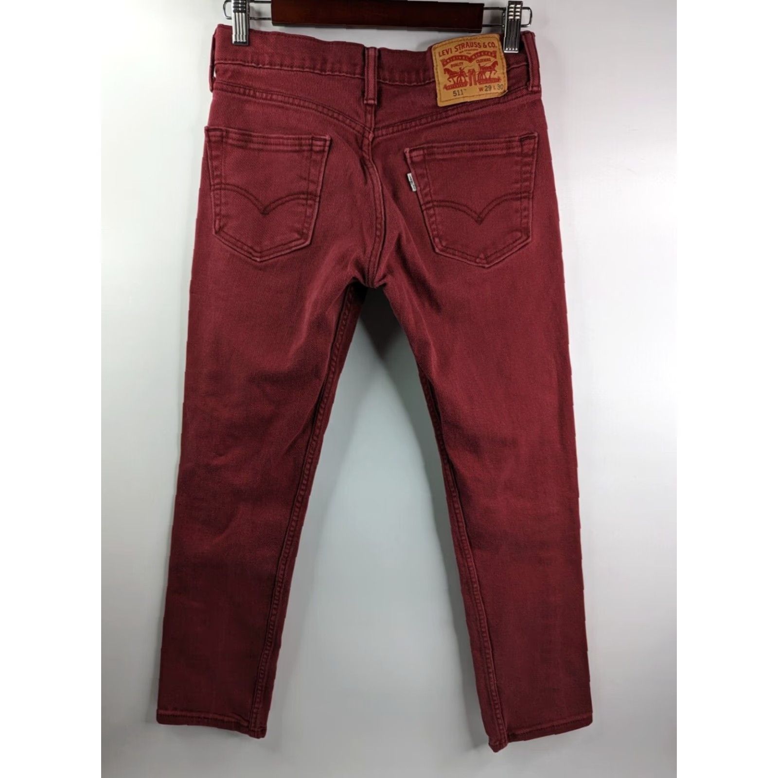 Levi's Levi's 511 Jeans Slim Skinny 29x30 Men Denim Red 5 Pocket Zip Pocket Stretch 90s Vintage No - Mens Size US 29 - 5 Thumbnail