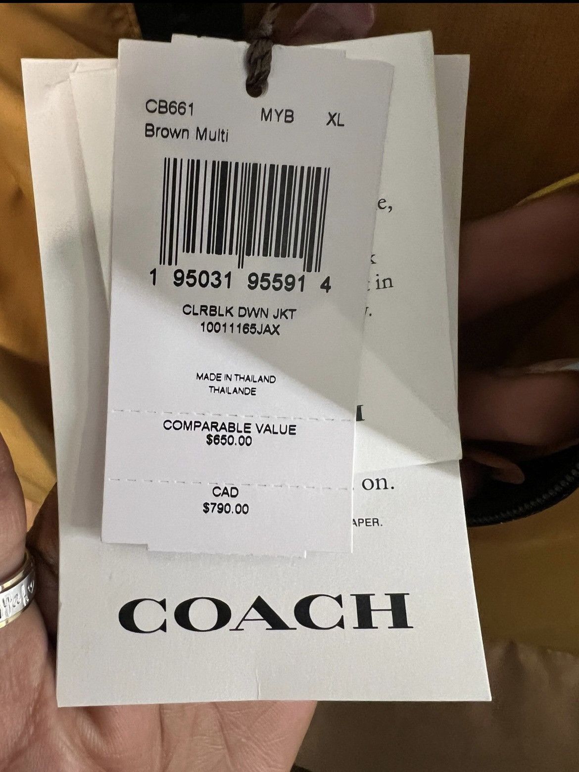 Coach Coach Mens Multi Colorblock Down Brown/Yellow Jacket Size US XL / EU 56 / 4 - 4 Thumbnail