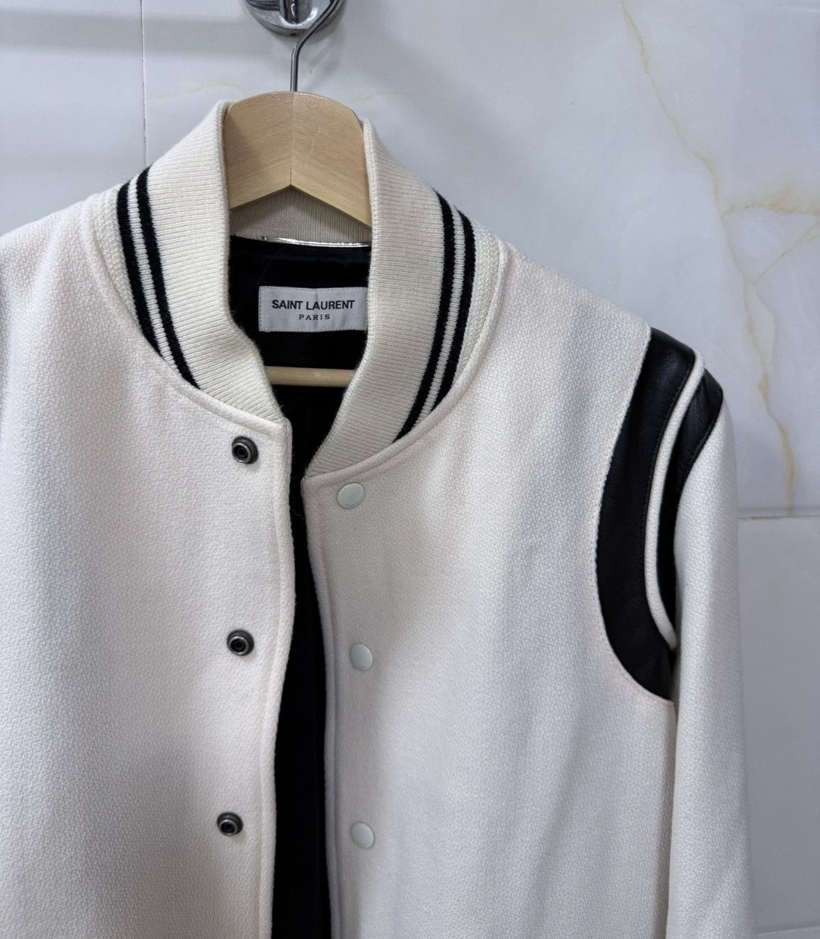 Saint Laurent Paris Saint Laurent Paris 22fw white wool patchwork Teddy jacket Size US S / EU 44-46 / 1 - 3 Thumbnail