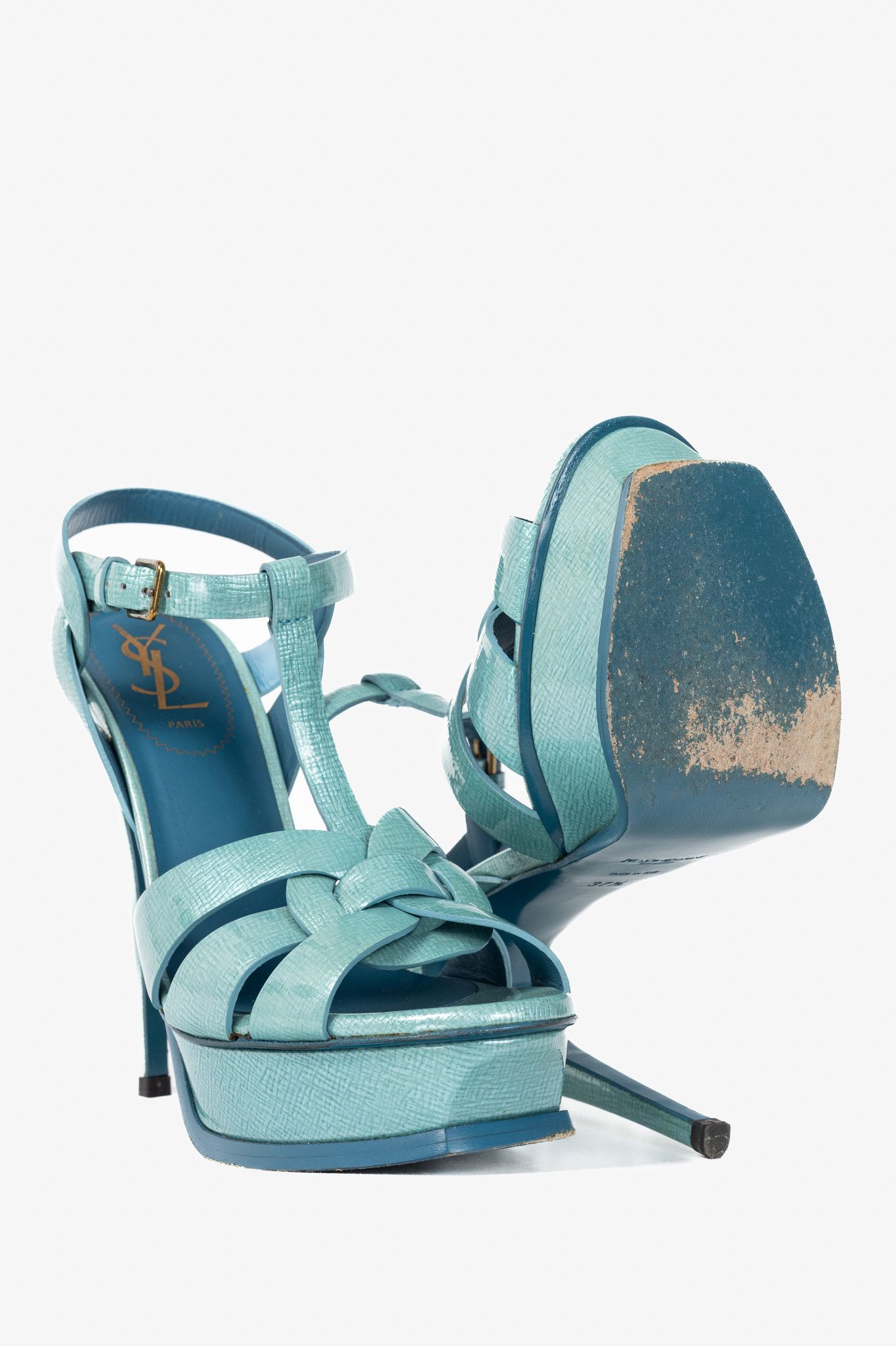 Yves Saint Laurent Yves Saint Laurent Tribute 105 Paille Patent Sandals Size US 7 / IT 37 - 4 Thumbnail