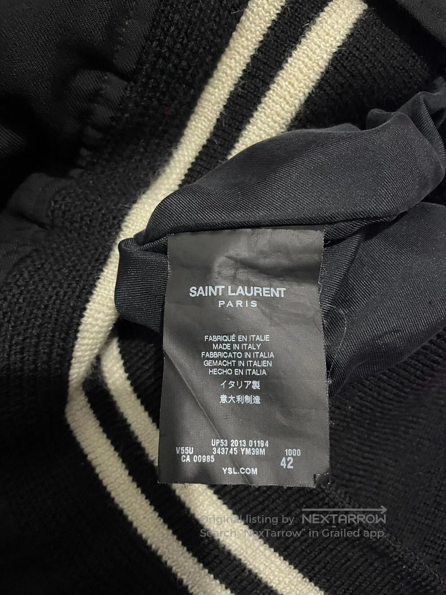 Saint Laurent Paris Saint Laurent Leather Sleeves Varsity Jacket. Size US XS / EU 42 / 0 - 7 Thumbnail
