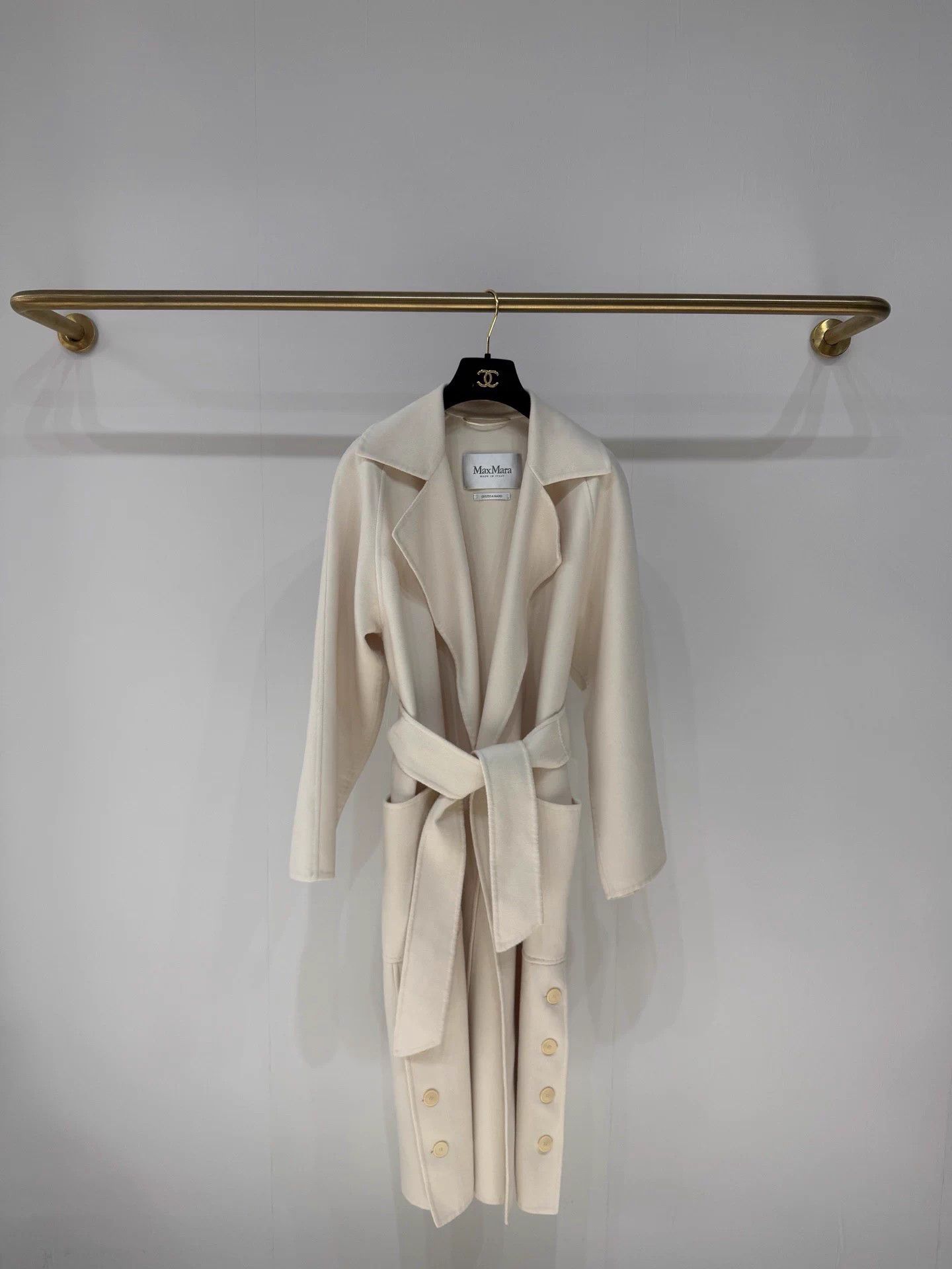 Max Mara Maxmara Cream Button-Detail Wool Coat FR36 98 New Size S / US 4 / IT 40 - 1 Thumbnail