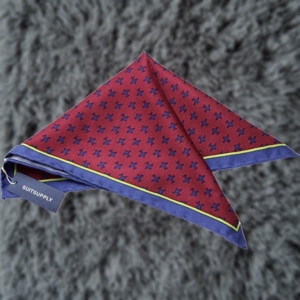 Suitsupply Suitsupply Handkerchief Pocket Graphic Bordeaux Pure Silk Formal Men's ONE SIZE Size ONE SIZE - 1 Thumbnail