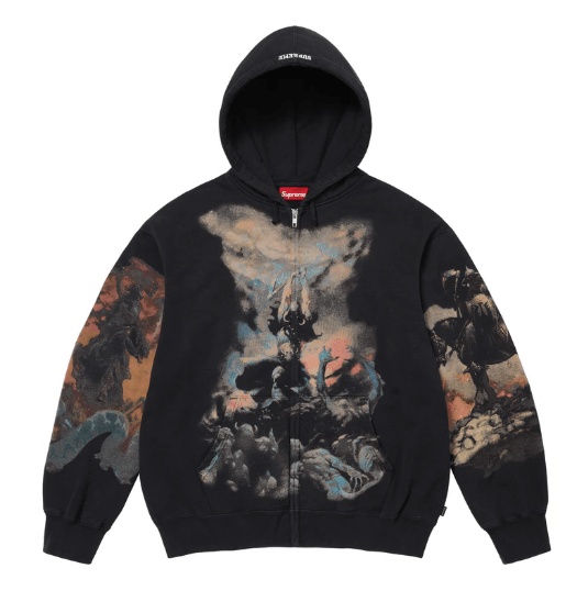 Pre-owned Supreme Frank Frazetta Zip Up Hooded Sweatshirt Black