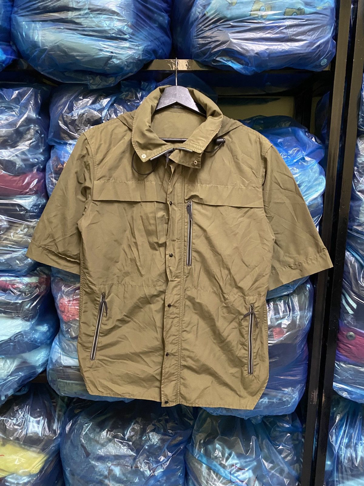 Christophe Lemaire Christophe Lemaire Olive Green Technical Short Sleeve Jacket Size US M / EU 48-50 / 2 - 3 Thumbnail