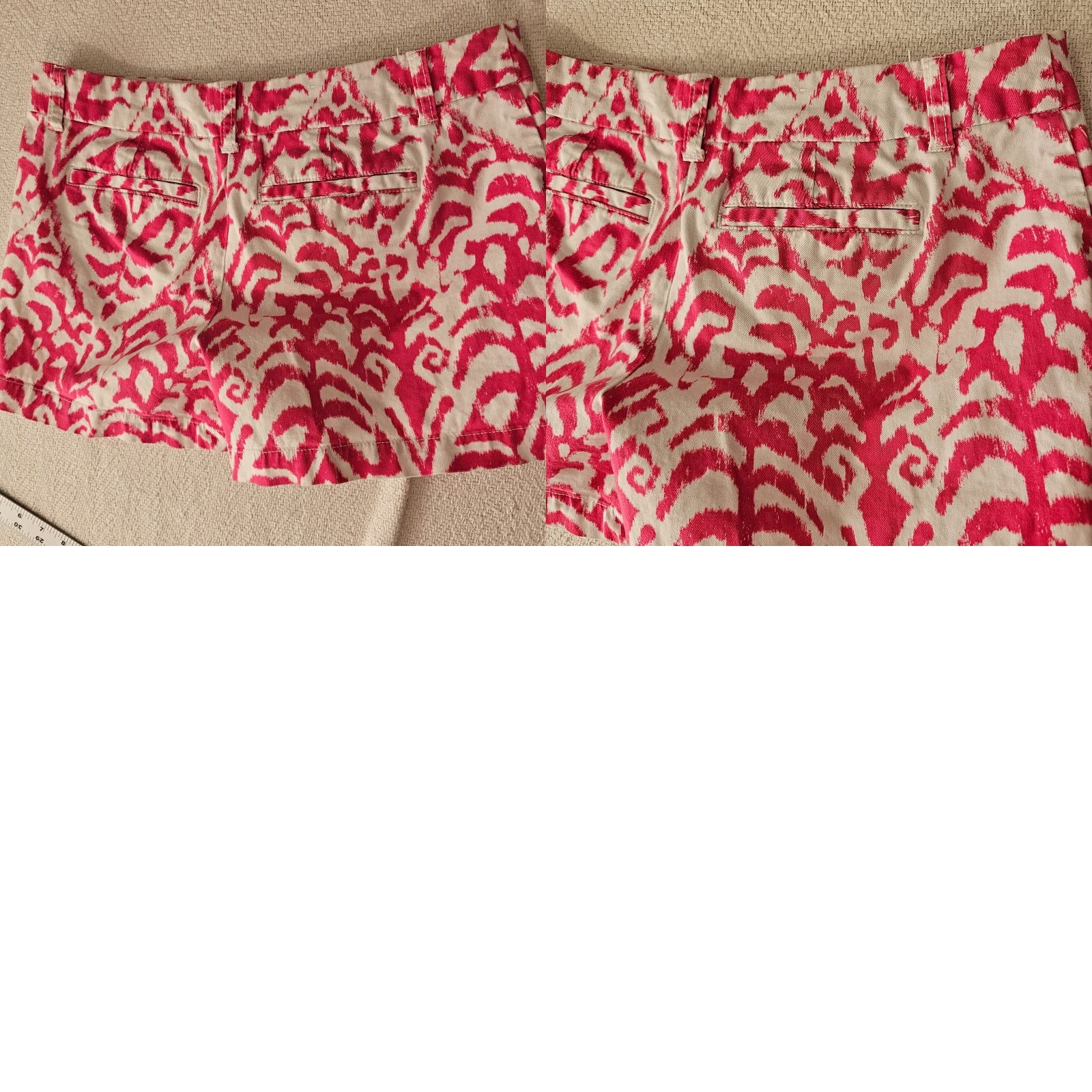 Vintage Crown & Ivy Womens Shorts 4P Red Tie Dye Print Chino Cotton Stretch Size 27" / US 4 / IT 40 - 8 Thumbnail