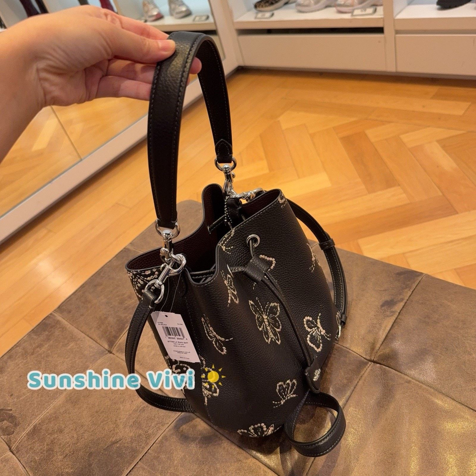 Coach NWT Coach Rowan Bucket Bag Butterfly CCK89 Silver black Size ONE SIZE - 7 Thumbnail