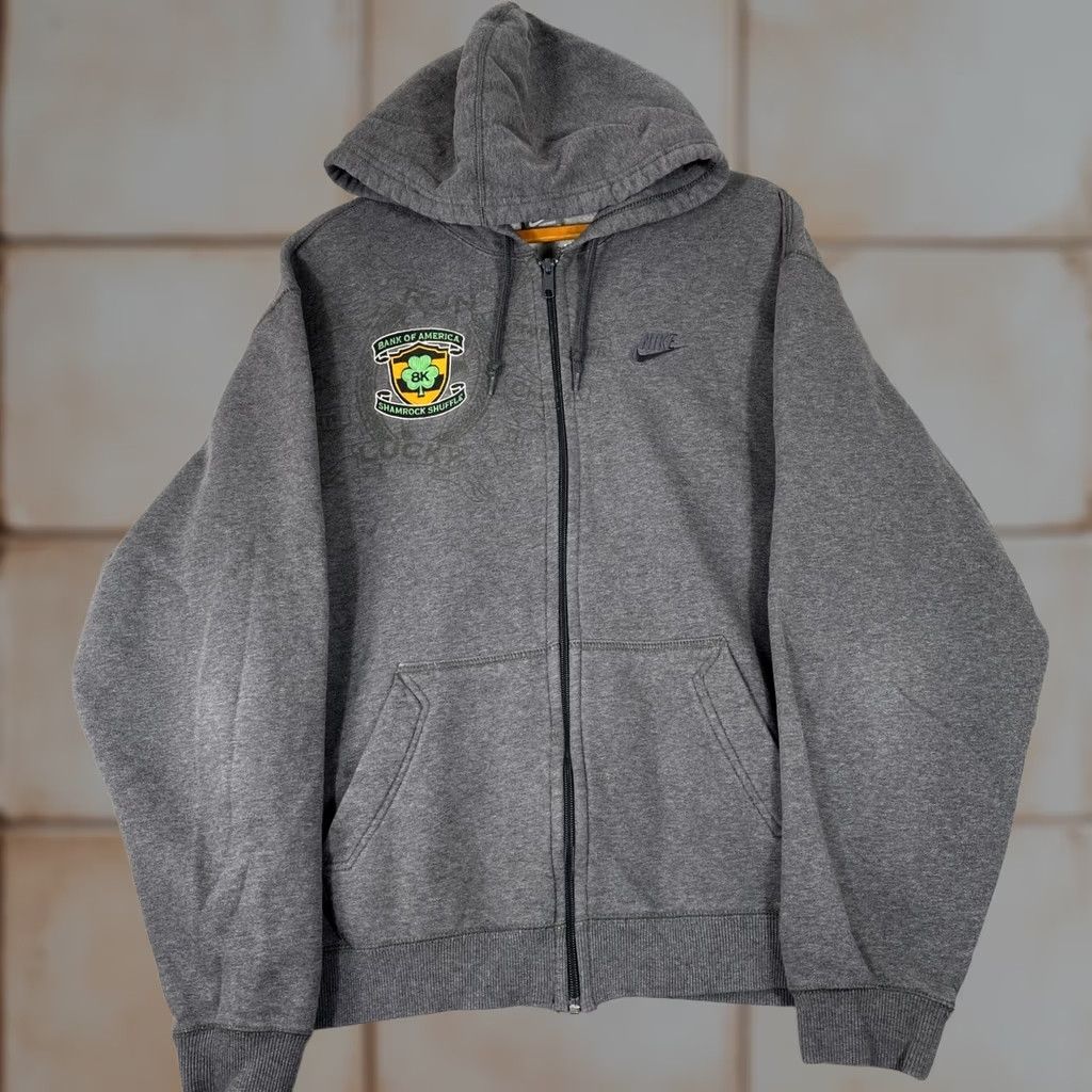 Nike Nike Shamrock Shuffle Hoodie Mens XL Gray Full Zip Graphic Y2K Sportswear - XL Size US XL / EU 56 / 4 - 1 Thumbnail
