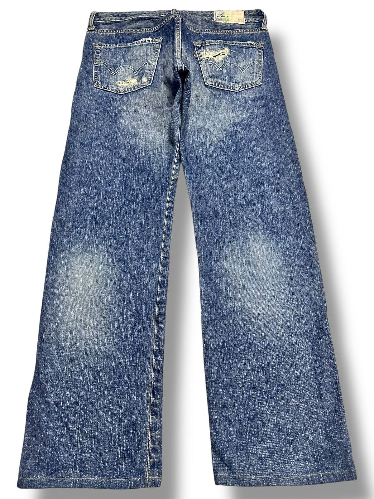 Edwin Edwin 502R Vintage 90's Distressed Baggy Loose & Faded Wash Size US 33 - 2 Thumbnail