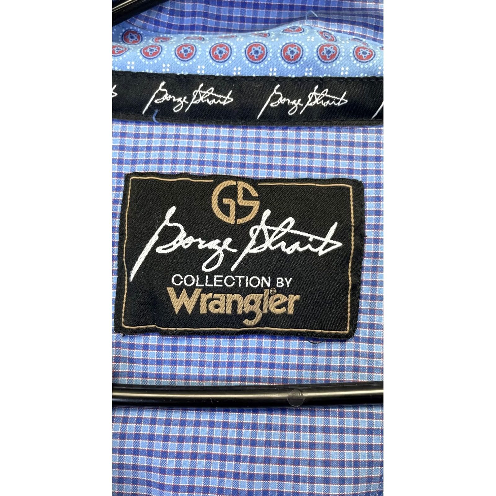 Wrangler Wrangler George Strait Shirt Mens XL Blue Check Short Sleeve Button Up Western with Pockets Embroidered GS Star Size US XL / EU 56 / 4 - 4 Thumbnail
