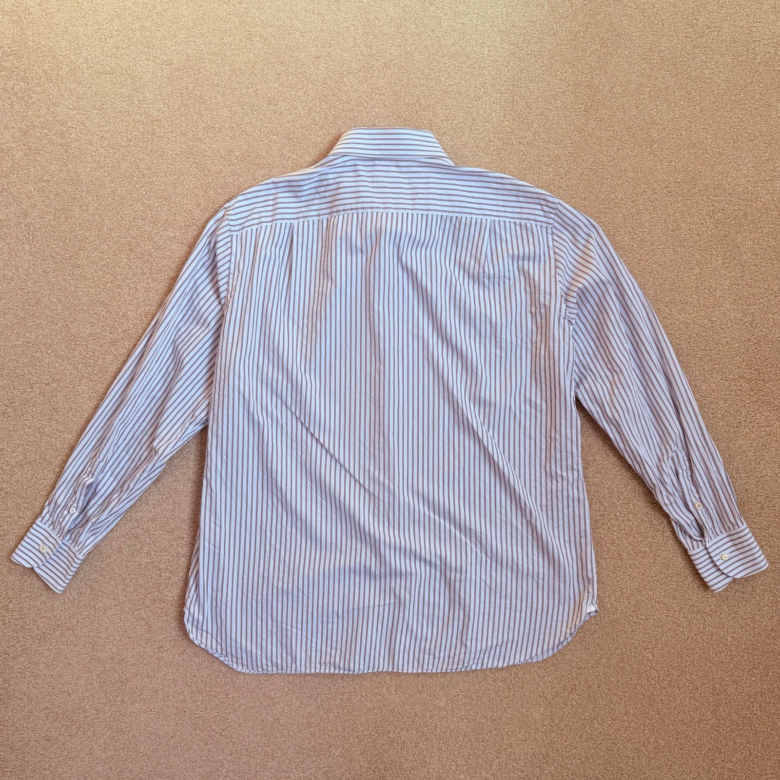 Ermenegildo Zegna Ermenegildo Zegna Striped Cotton Button-Down Shirt Men 18/46 Size US XL / EU 56 / 4 - 9 Thumbnail