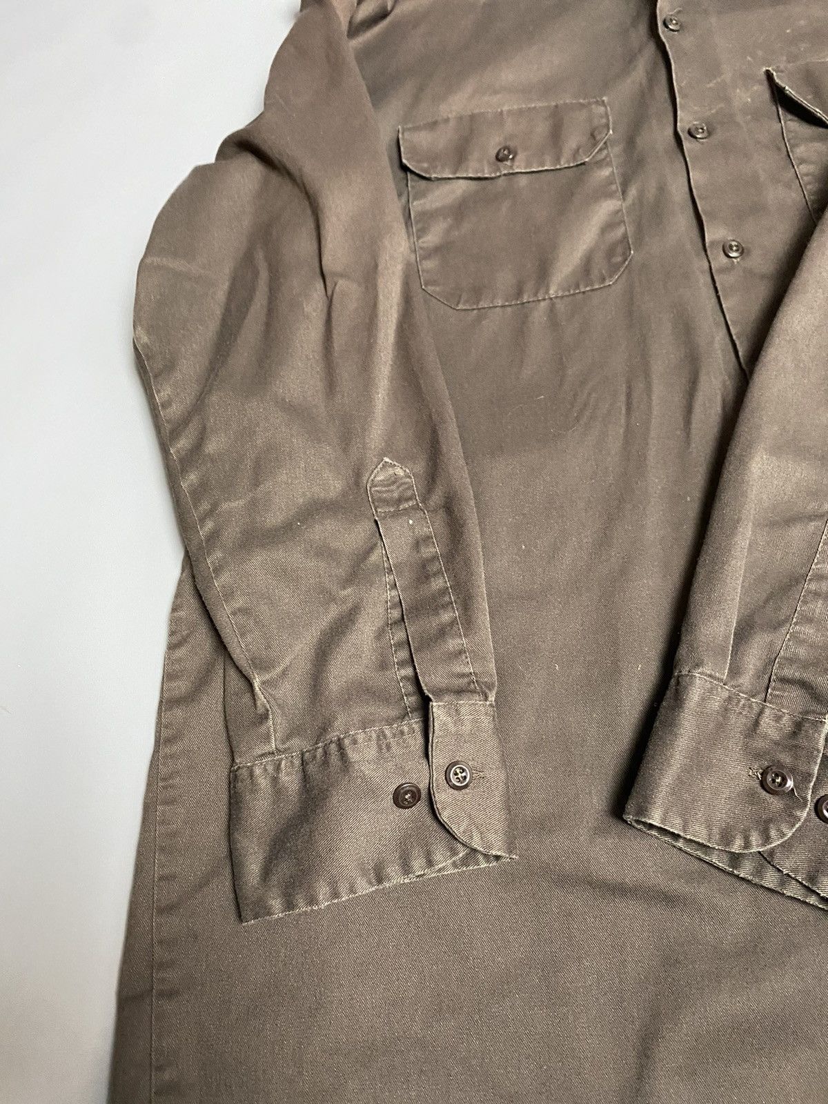 Dickies Vtg Dickies Work Faded Shirt Long Sleeve Brown/Khaki Size XL Size US XL / EU 56 / 4 - 13 Thumbnail