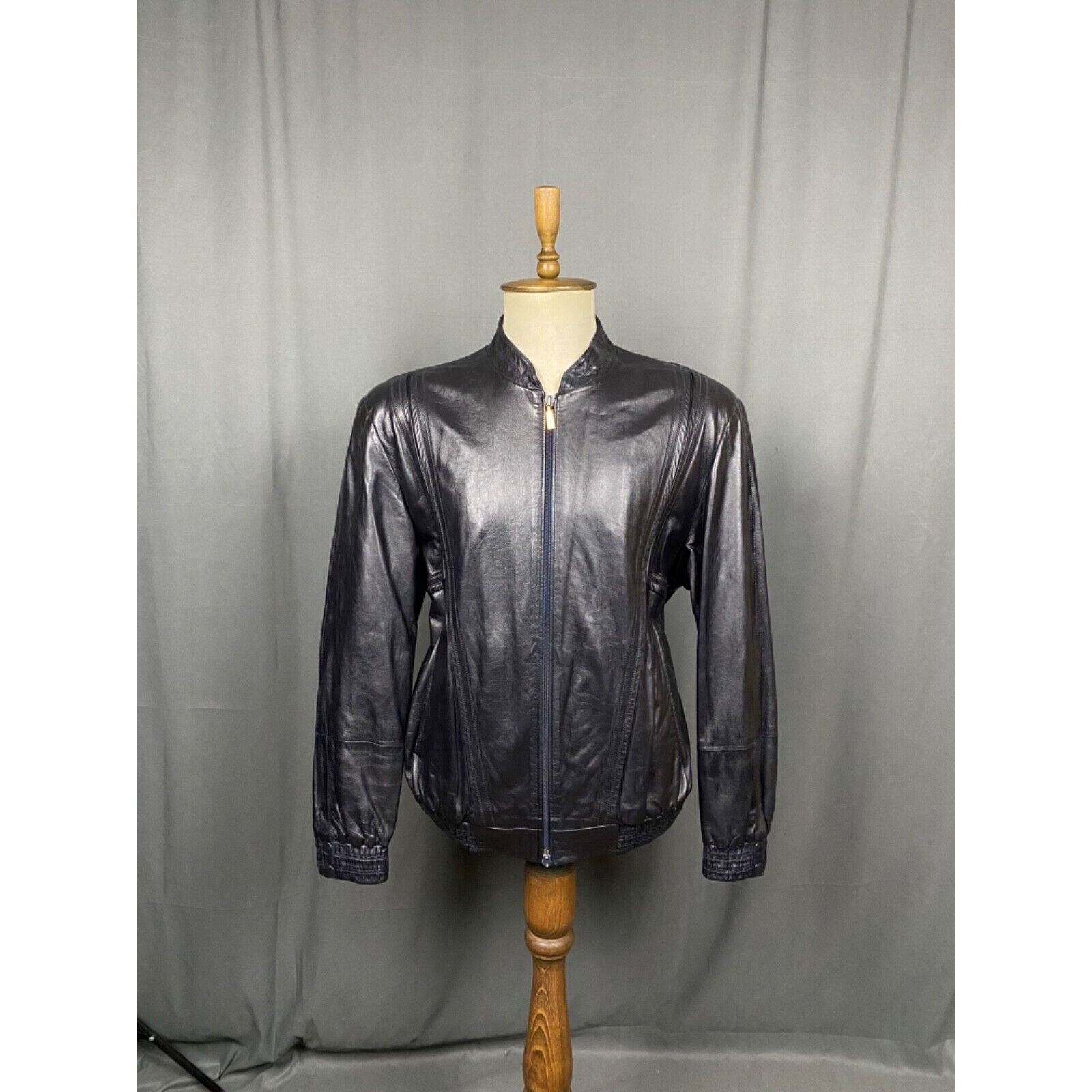 Zilli Zilli Men's Blue Leather Silk Paisley Lining Bomber Jacket S Size US L / EU 52-54 / 3 - 3 Thumbnail