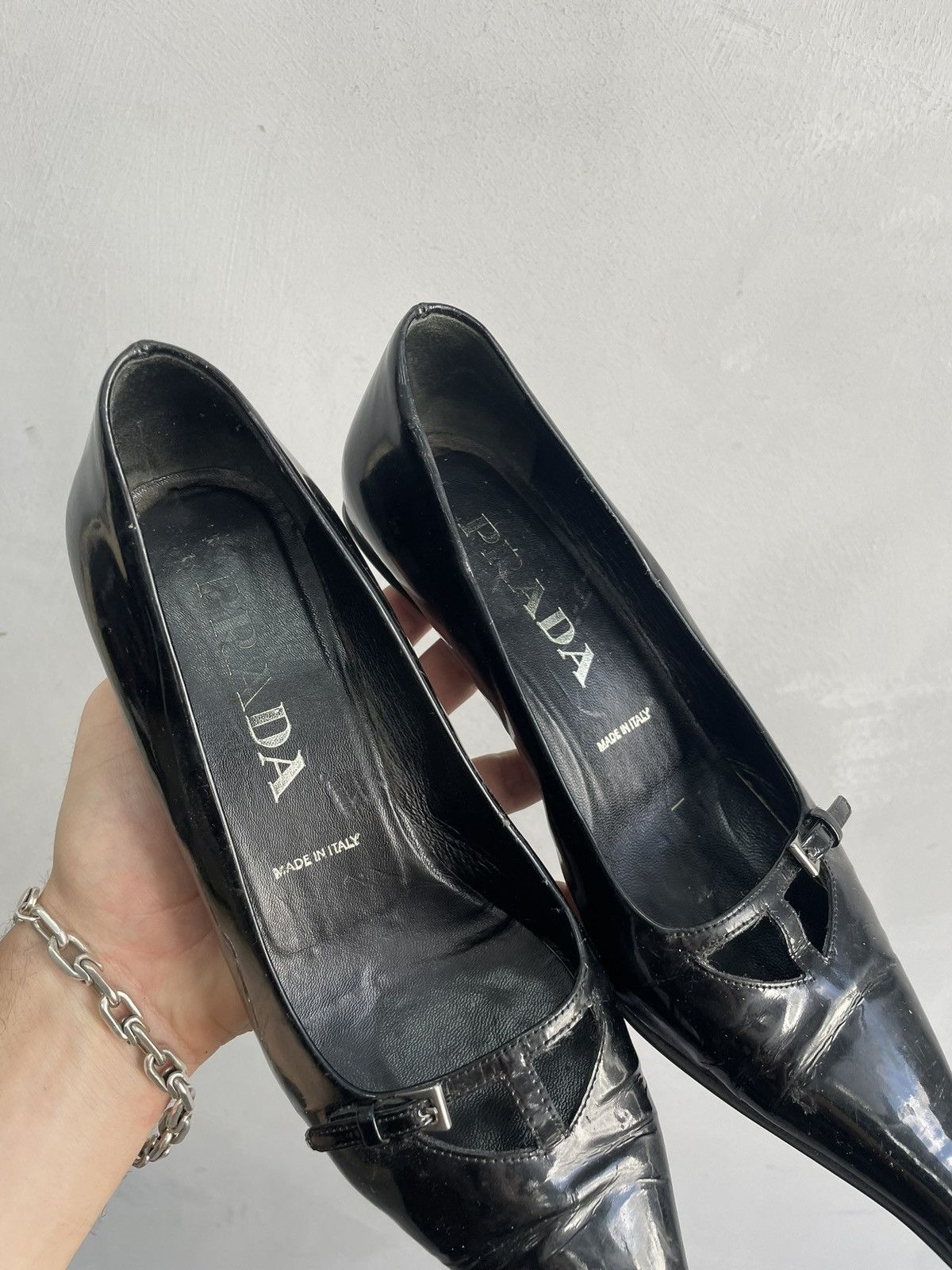 Prada PRADA Kitten Heels Patent Leather Mules Pointed Toe 37 / 7 Size US 7 / IT 37 - 6 Thumbnail