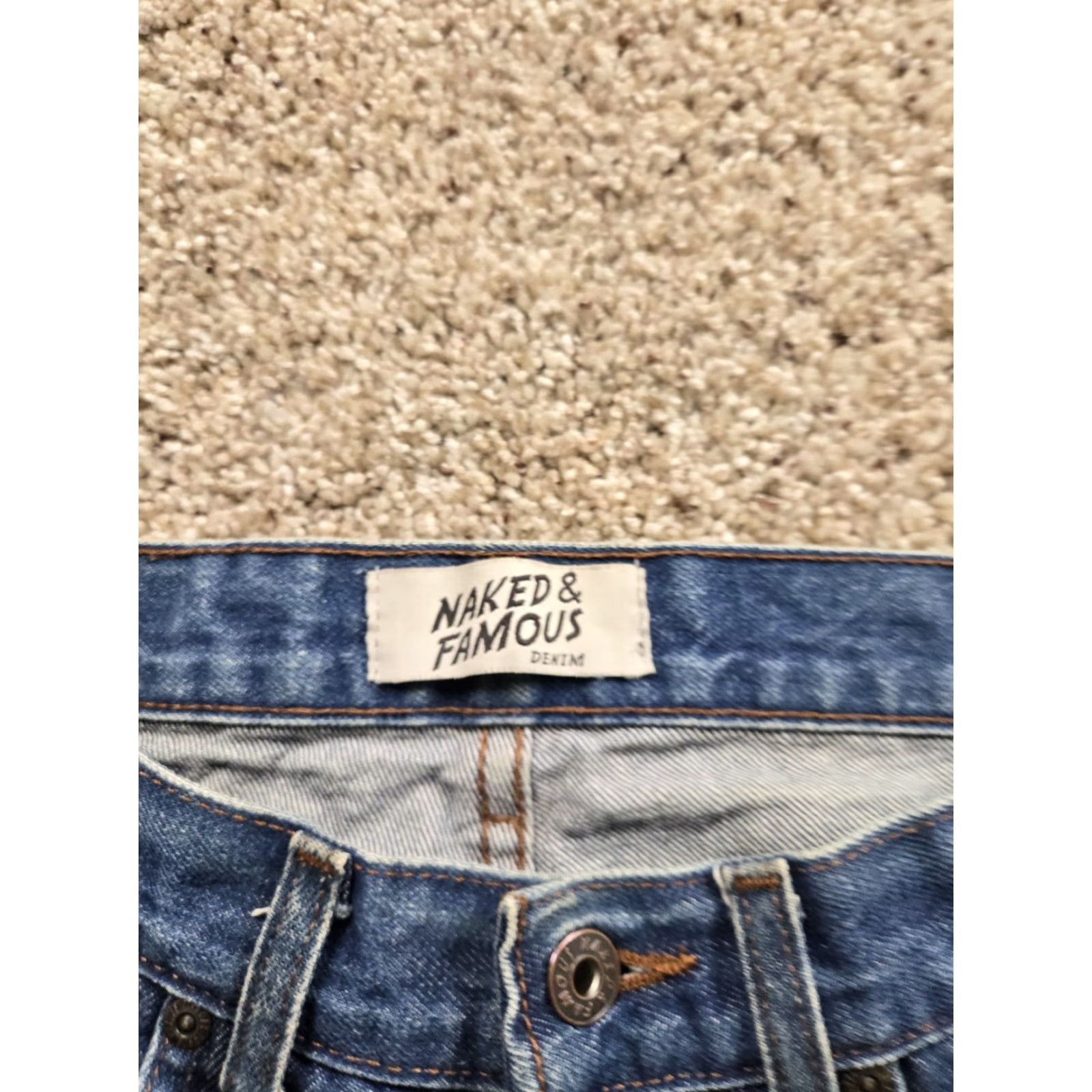 Vintage Naked & Famous Denim Jeans 30X28 Mens Slim Straight Blue Distressed Selvedge Denim 5-Pocket Size US 30 / EU 46 - 6 Thumbnail