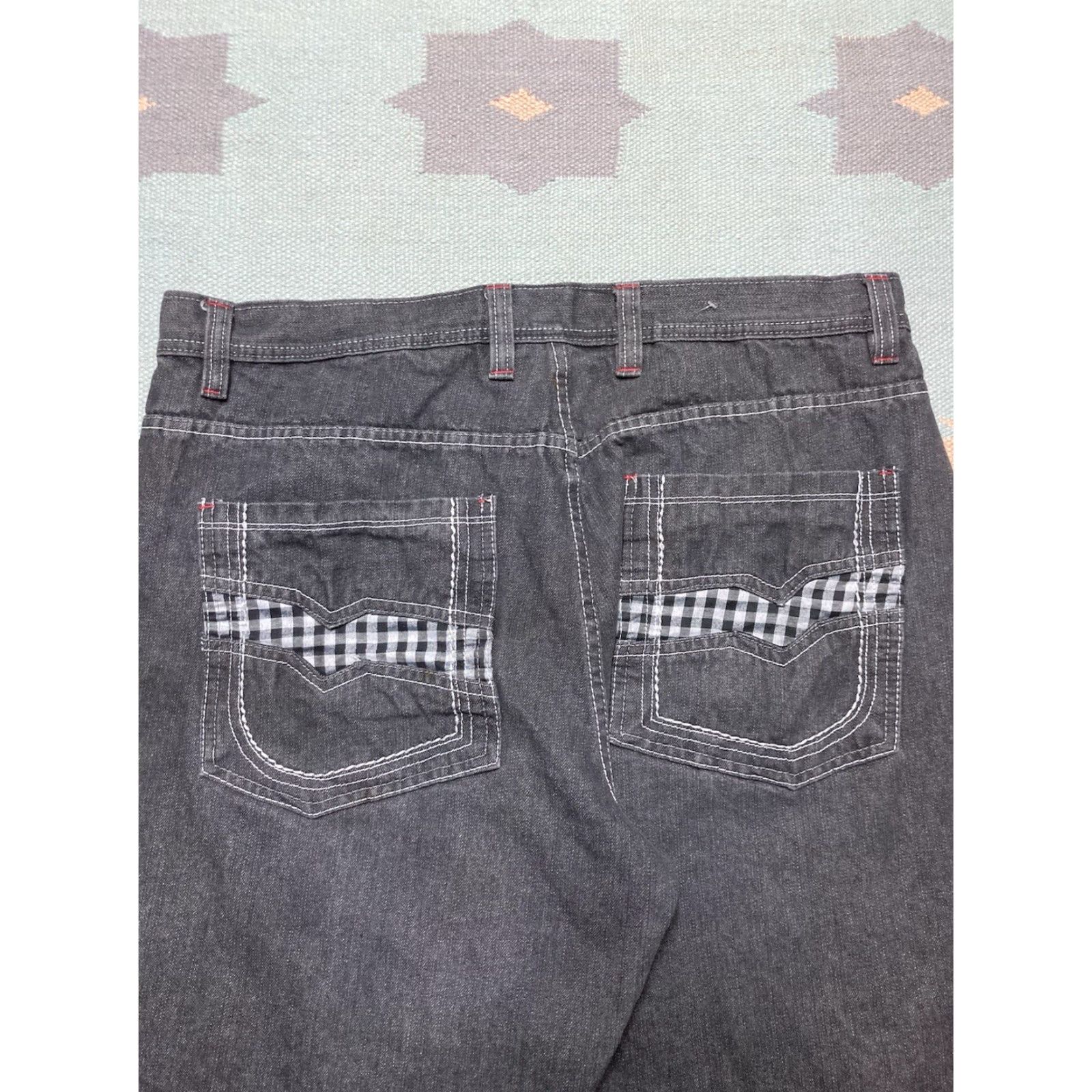 Vintage VINTAGE Evolution In Design Jeans Men Wide-Leg Plaid Black 40x31 Hip Hop Skater Baggy Y2K Size US 40 / EU 56 - 3 Thumbnail