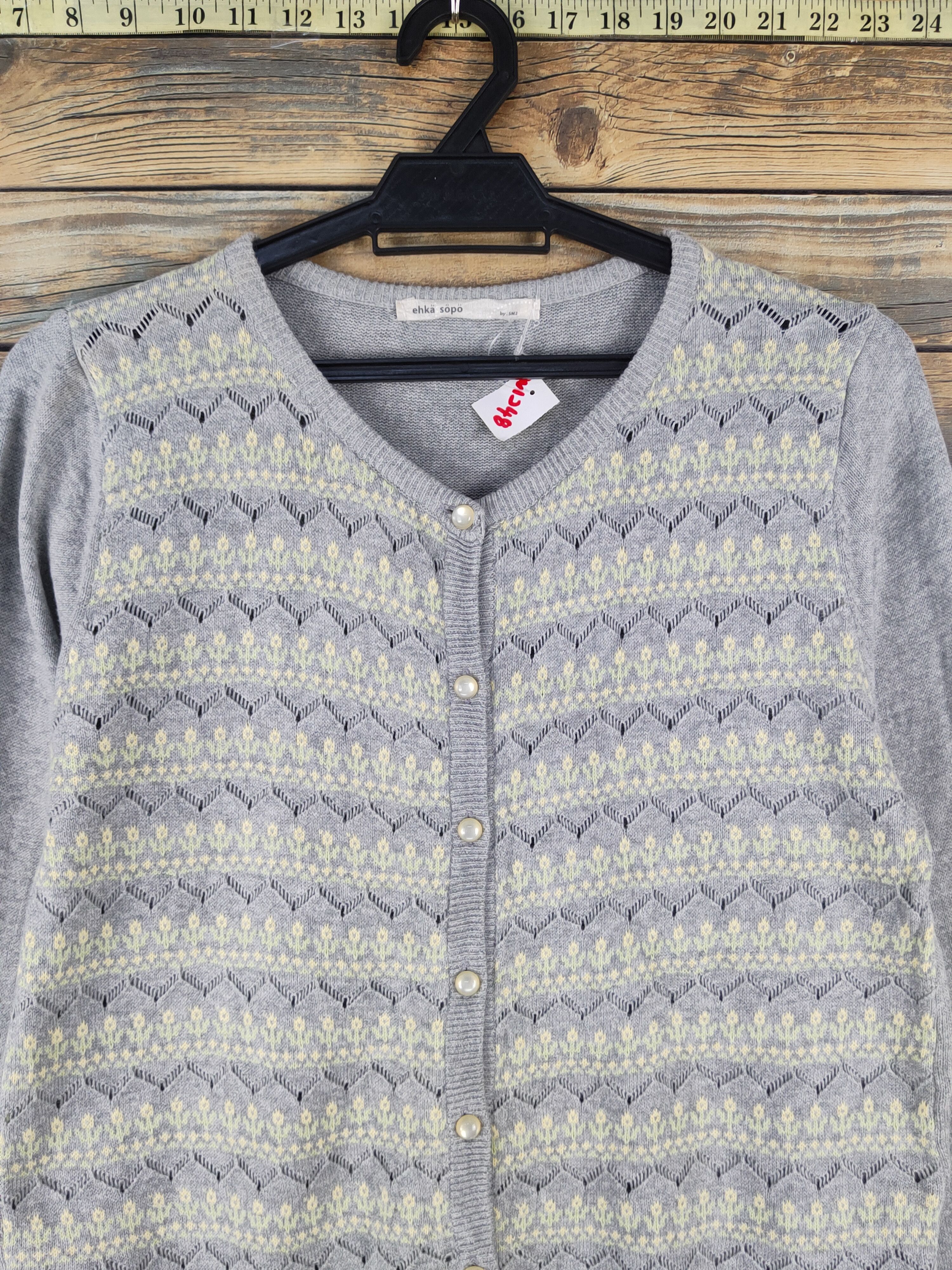 Homespun Knitwear × Japanese Brand Ehka Sopo Gray Knitwear Cardigan #W1248 Size M / US 6-8 / IT 42-44 - 2 Thumbnail