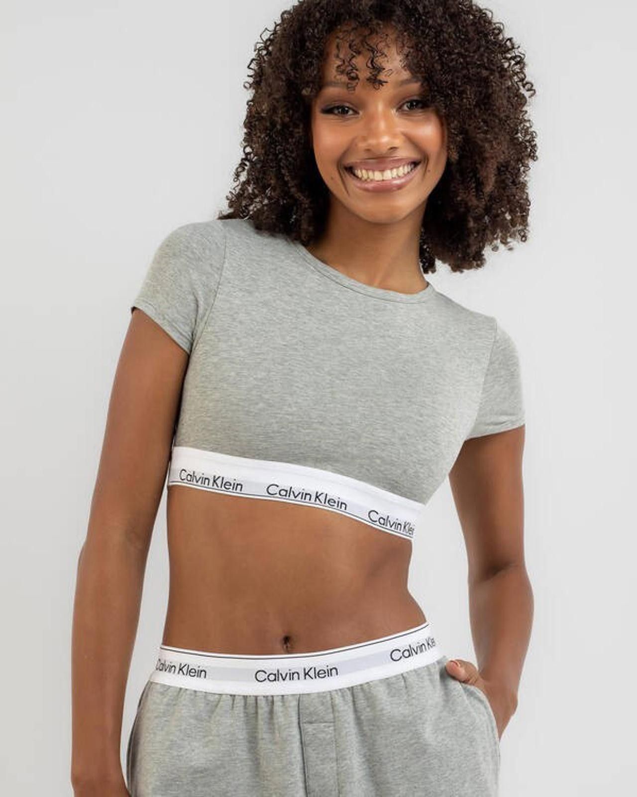 Calvin Klein Calvin Klein Modern Cotton T-Shirt Bralette Crop Top Gray Size L / US 10 / IT 46 - 1 Thumbnail
