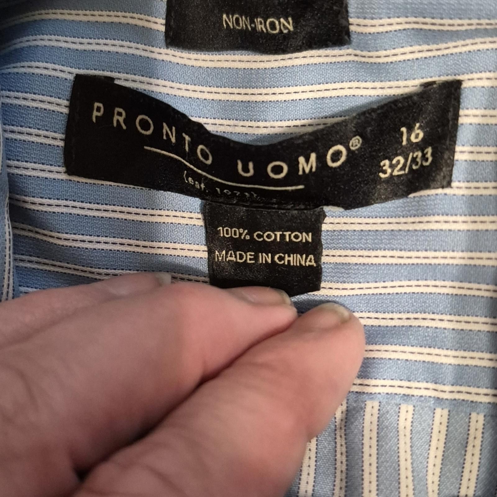 Pronto Uomo Pronto Uomo Classic Blue Pinstripe Shirt 16 32/33 Size US M / EU 48-50 / 2 - 3 Thumbnail