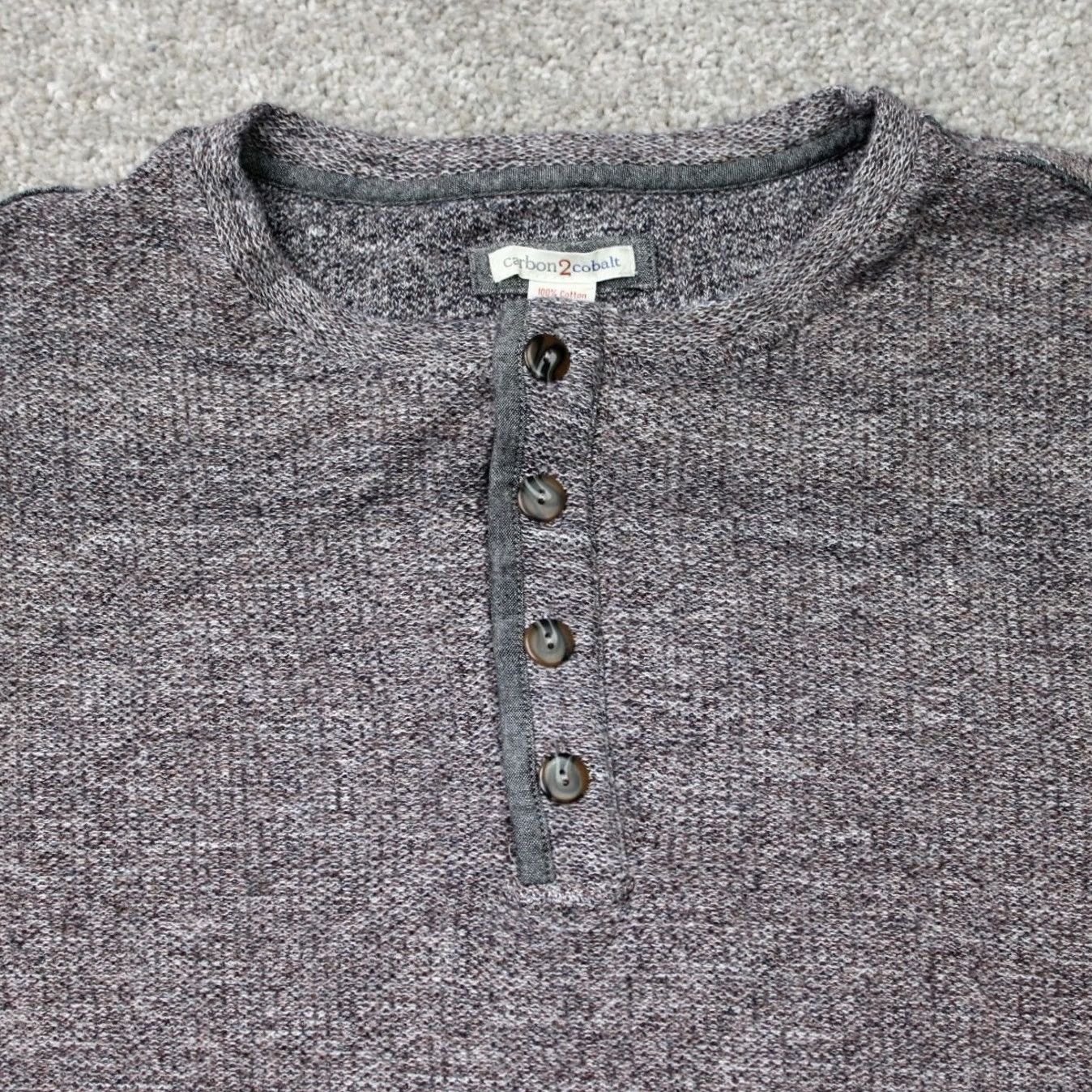 Carbon2Cobalt Carbon 2 Cobalt Shirt Mens Large Gray 100% Cotton Long Sleeve Henley Pullover Shirt Mens Large Gray Carbon 2 Cobalt Size US L / EU 52-54 / 3 - 3 Thumbnail