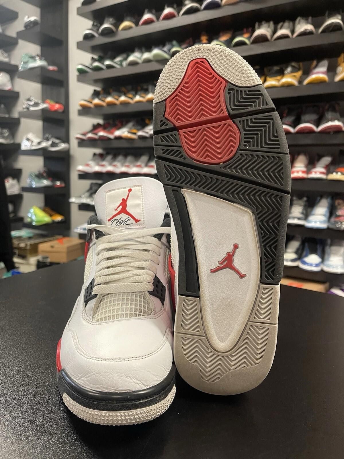 Nike Size 10.5 - Nike Air Jordan 4 Retro Red Cement White Size US 10.5 / EU 43-44 - 9 Thumbnail