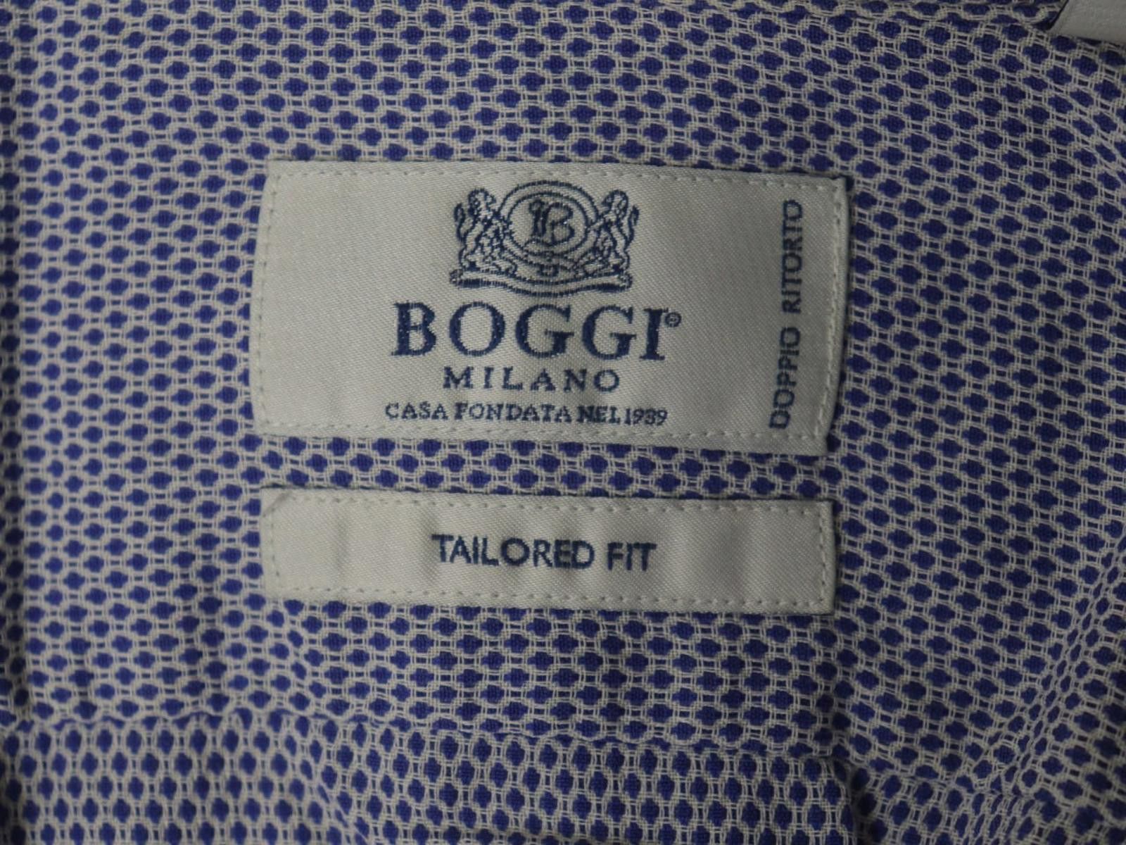Designer Boggi Milano Blue Geometric Button-Up Shirt Size 38 Size US M / EU 48-50 / 2 - 10 Thumbnail