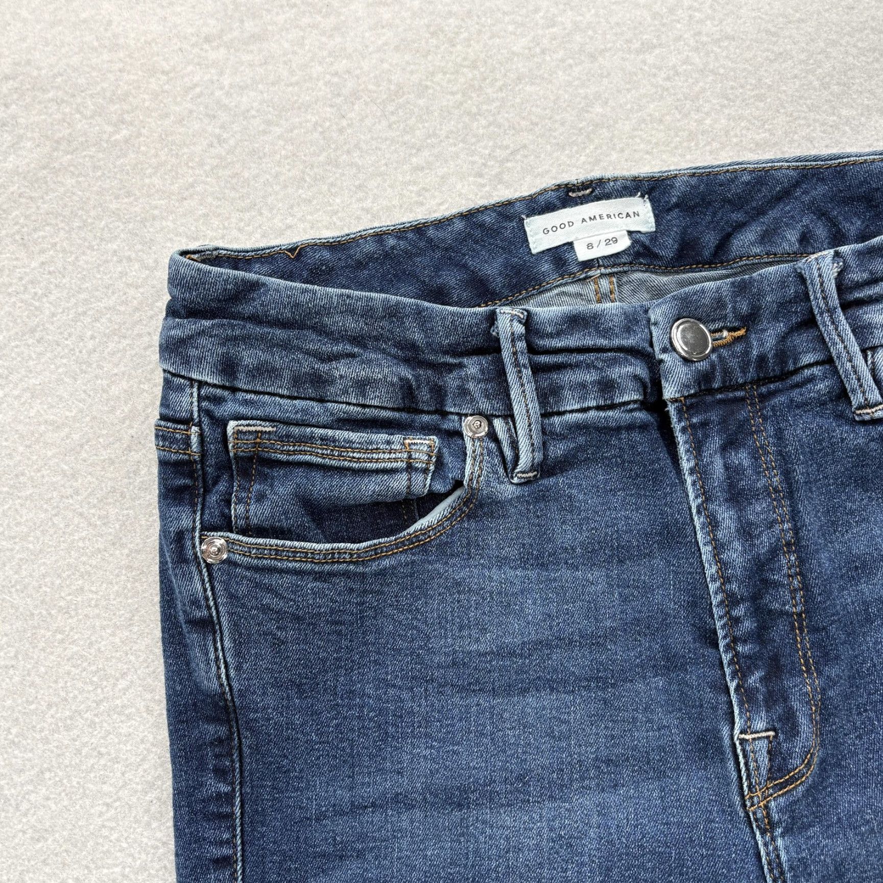 Good American Good American Jeans Womens 8 Skinny Blue Medium Wash High Rise Denim Stretch 5-Pocket Zipper Button Size 30" / US 8 / IT 44 - 3 Thumbnail